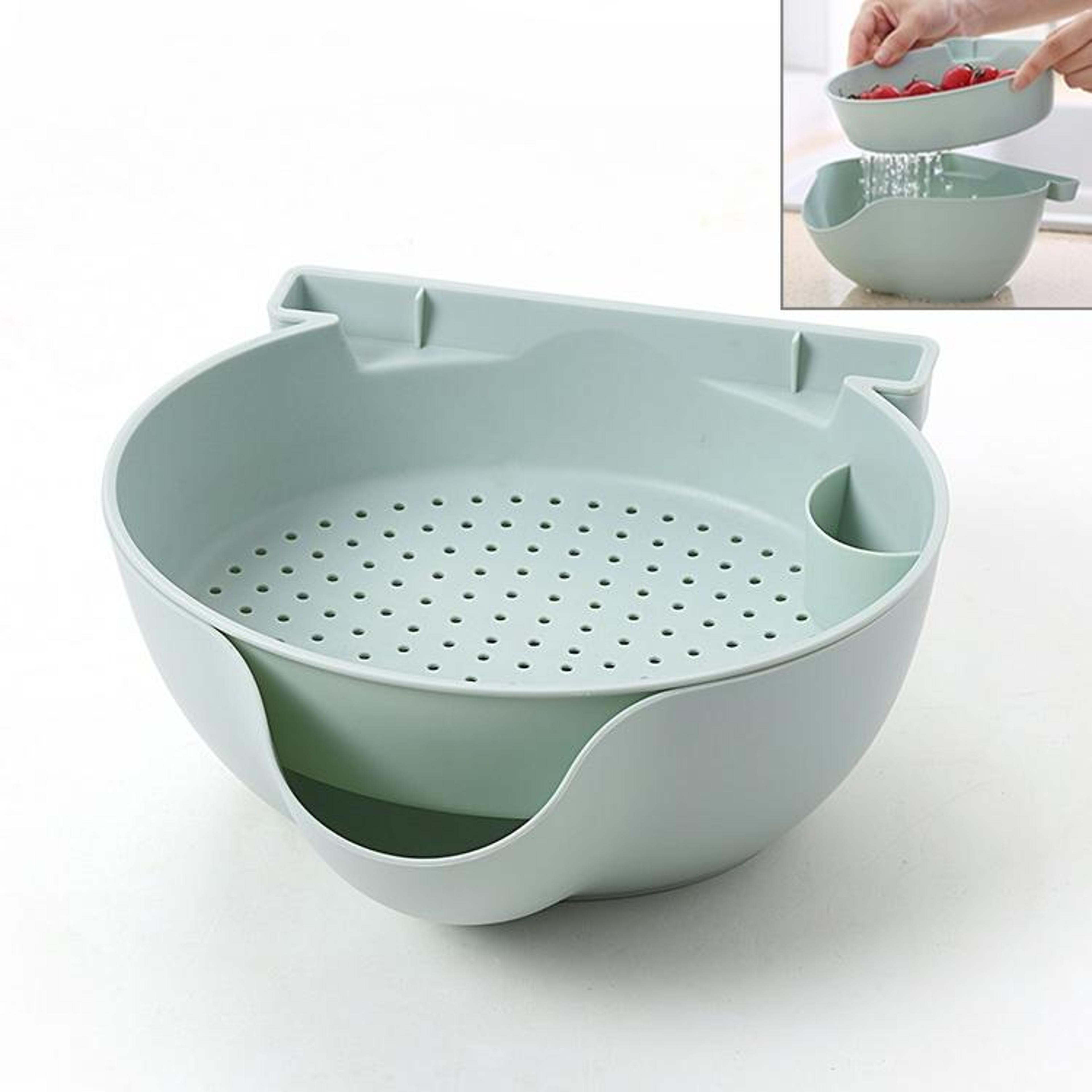 double layer snack bowl with phone holder and colander basket
