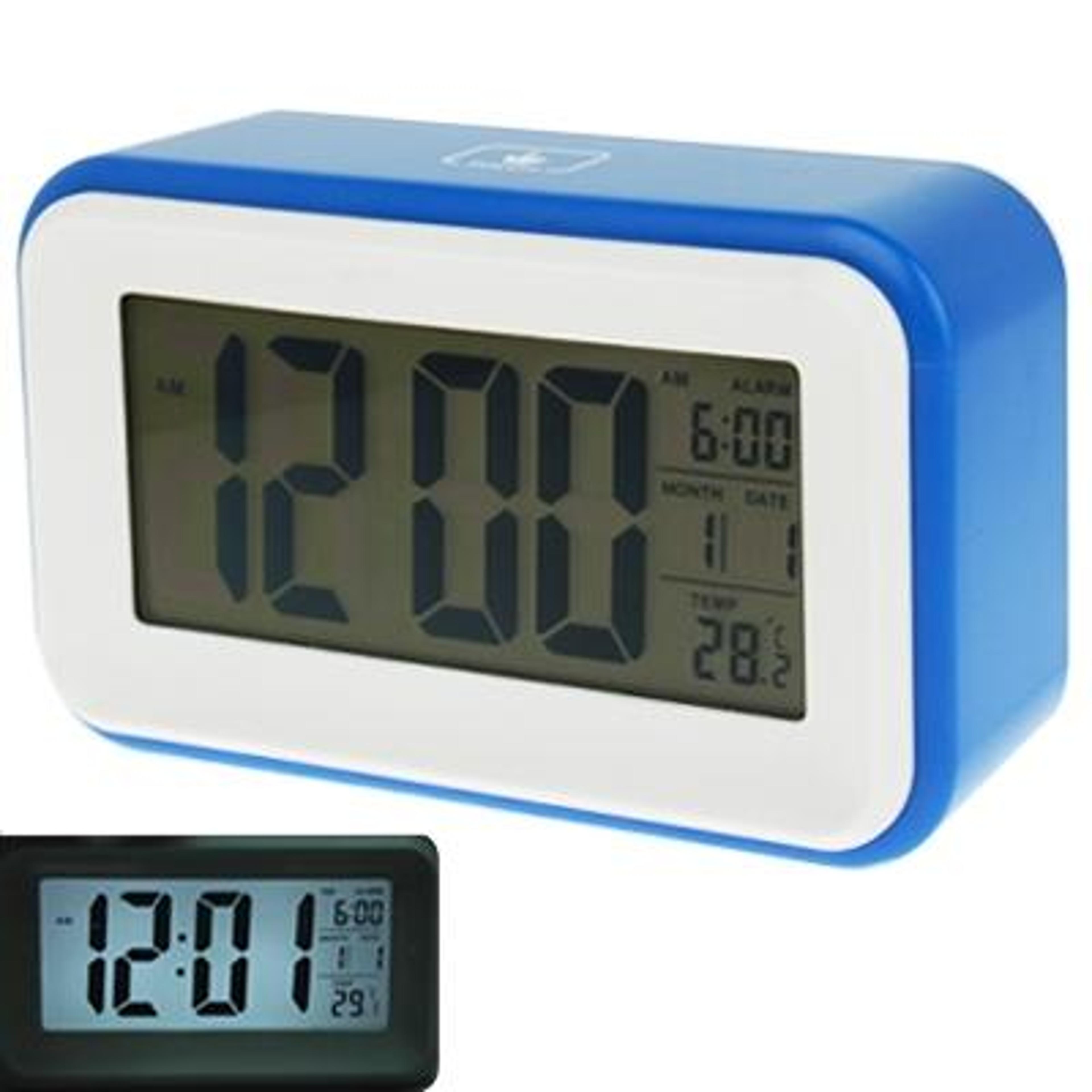 robot shape lcd digital alarm clock with large screen calendar and memo holder clip