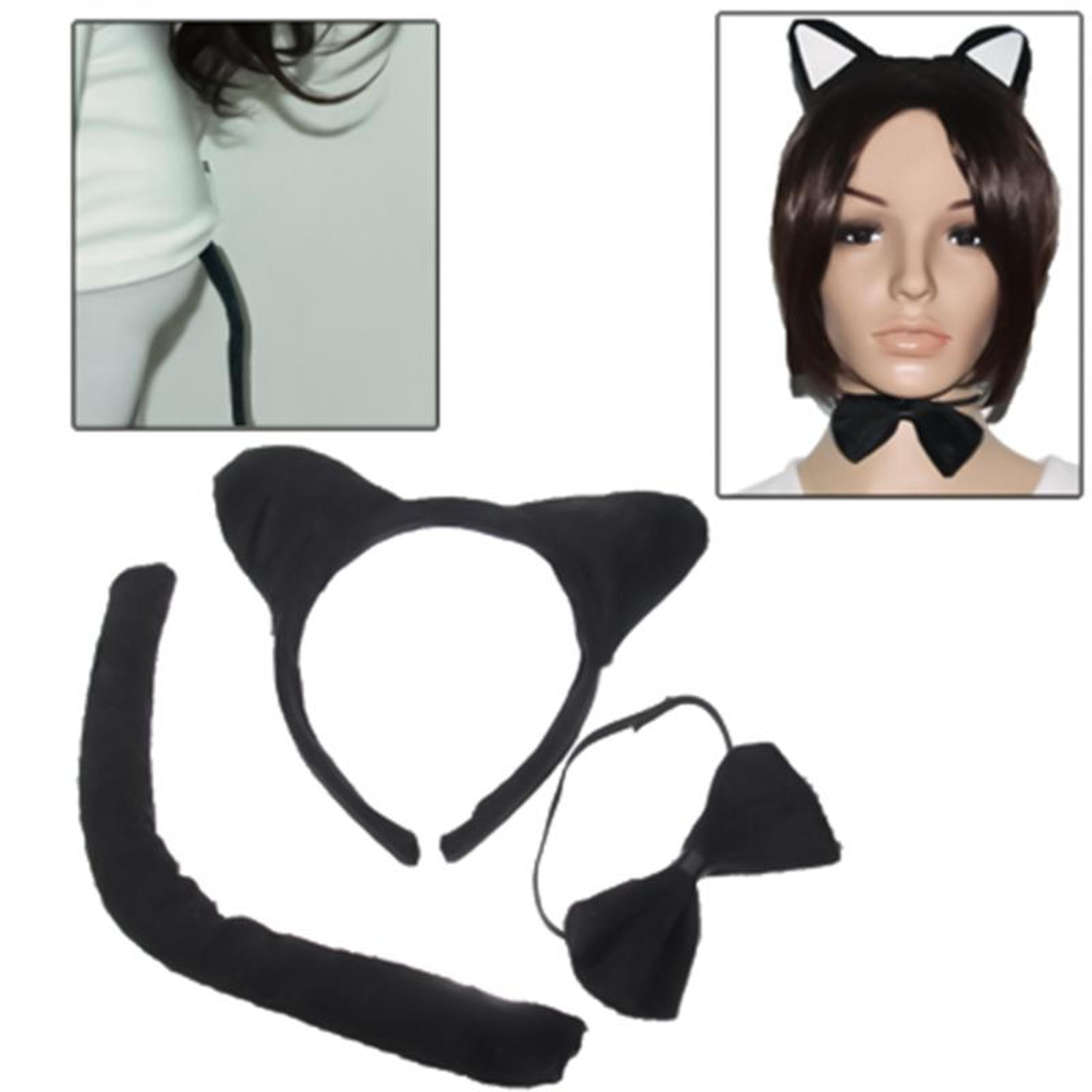 plush cat ears headband and tail costume set for cosplay and halloween party favor