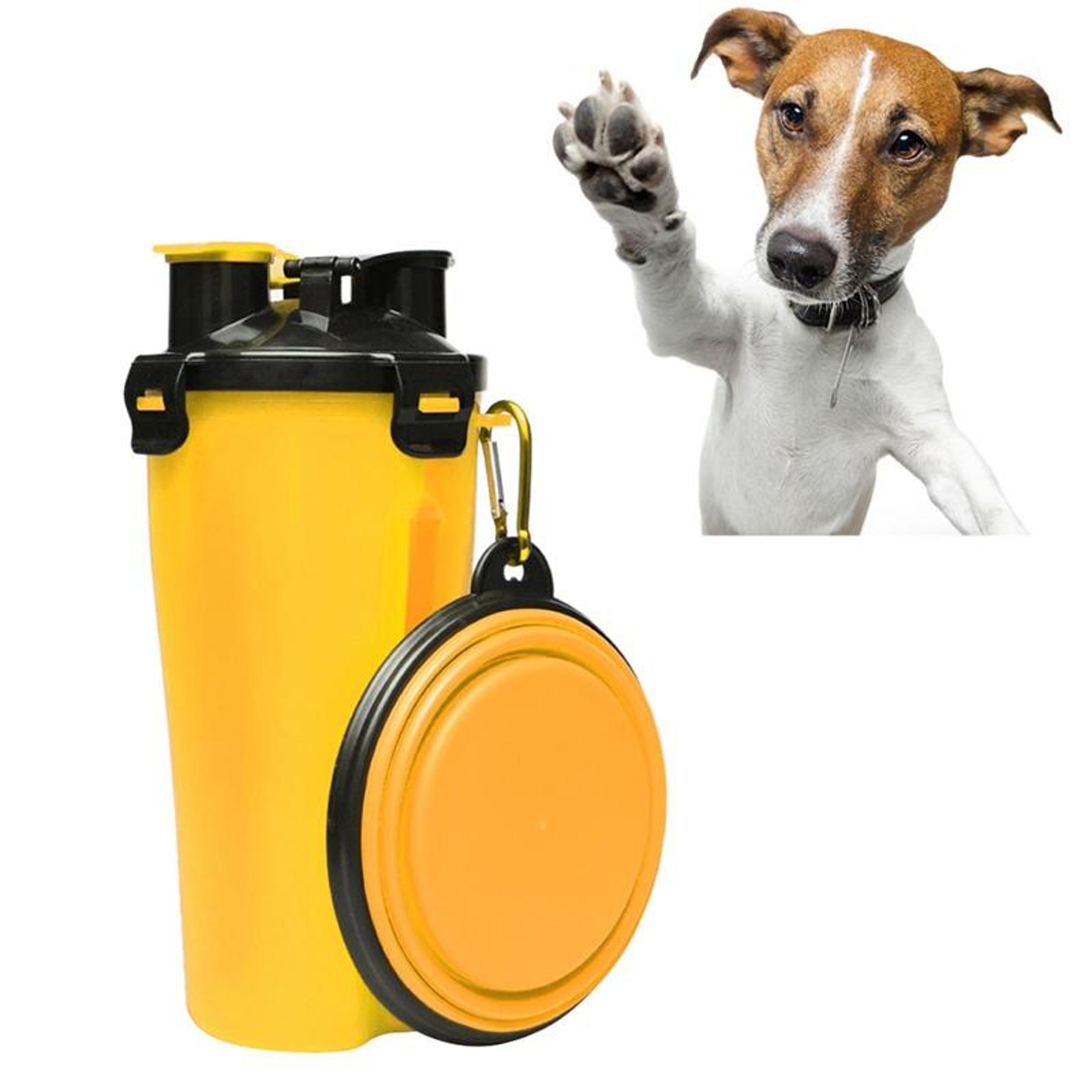 portable pet water & food cup with folding bowl outdoor travel feeder