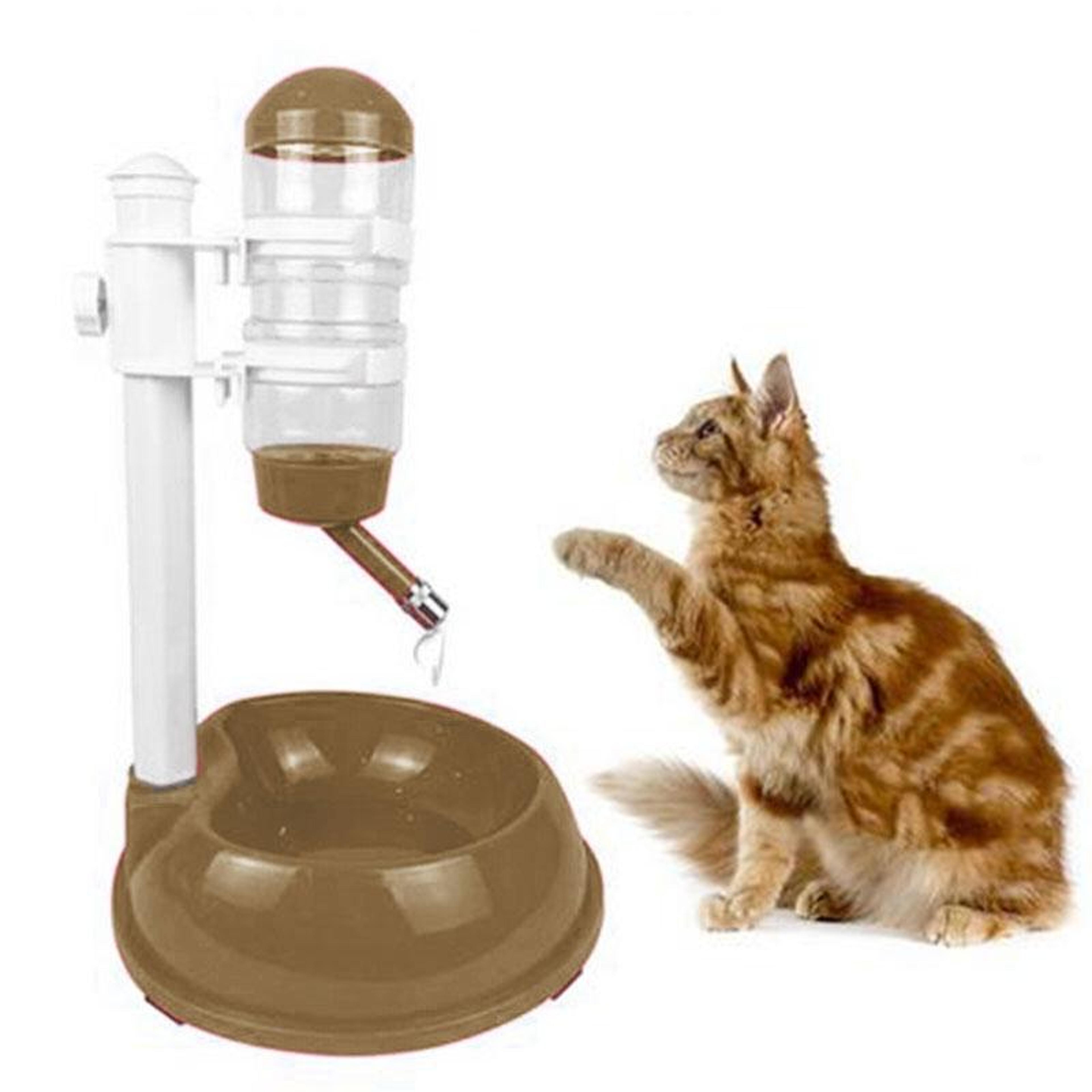 elevated automatic pet water feeder bowl with adjustable stand for cats, rabbits & small dogs