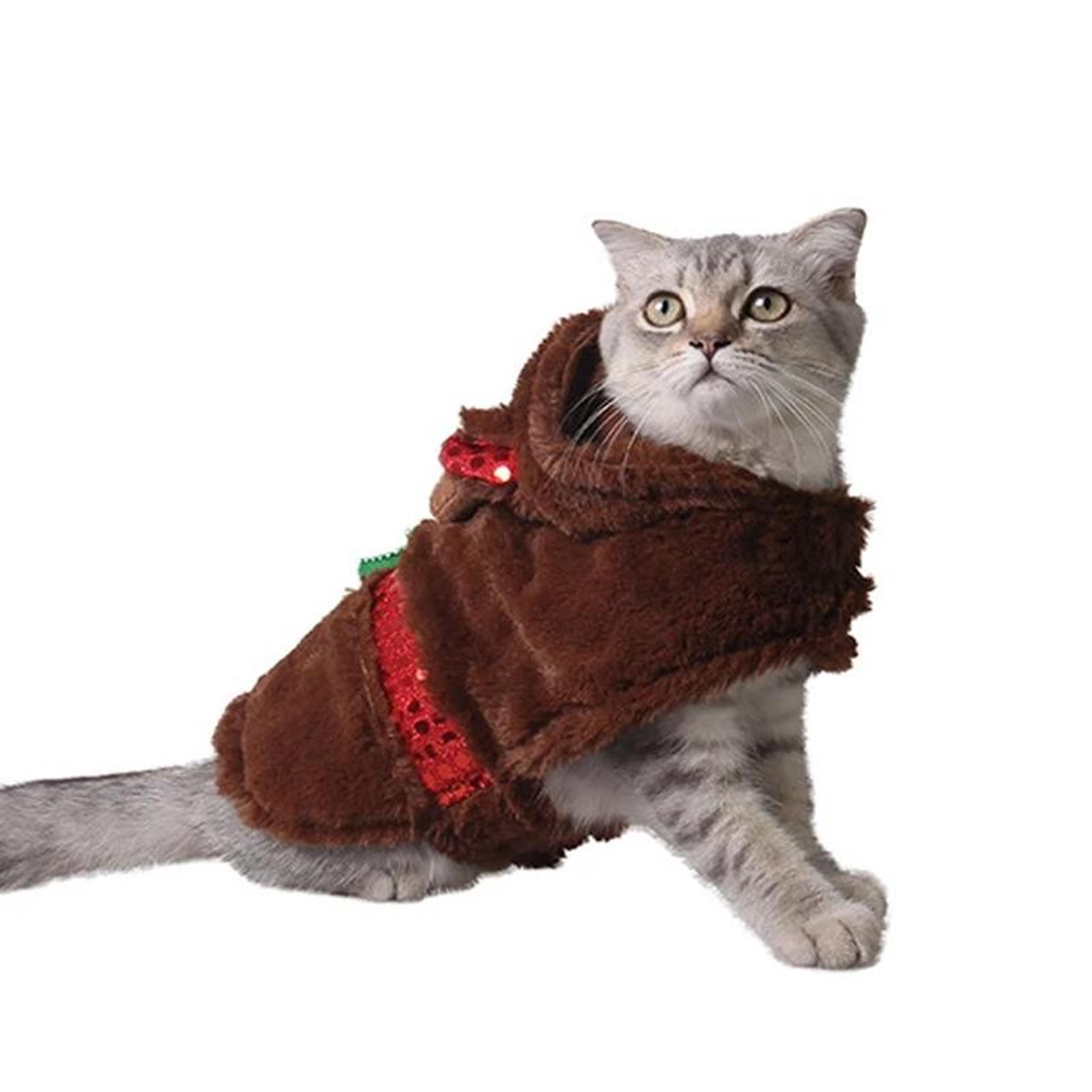 cozy christmas reindeer pet costume coat for dogs & cats warm plush winter outfit