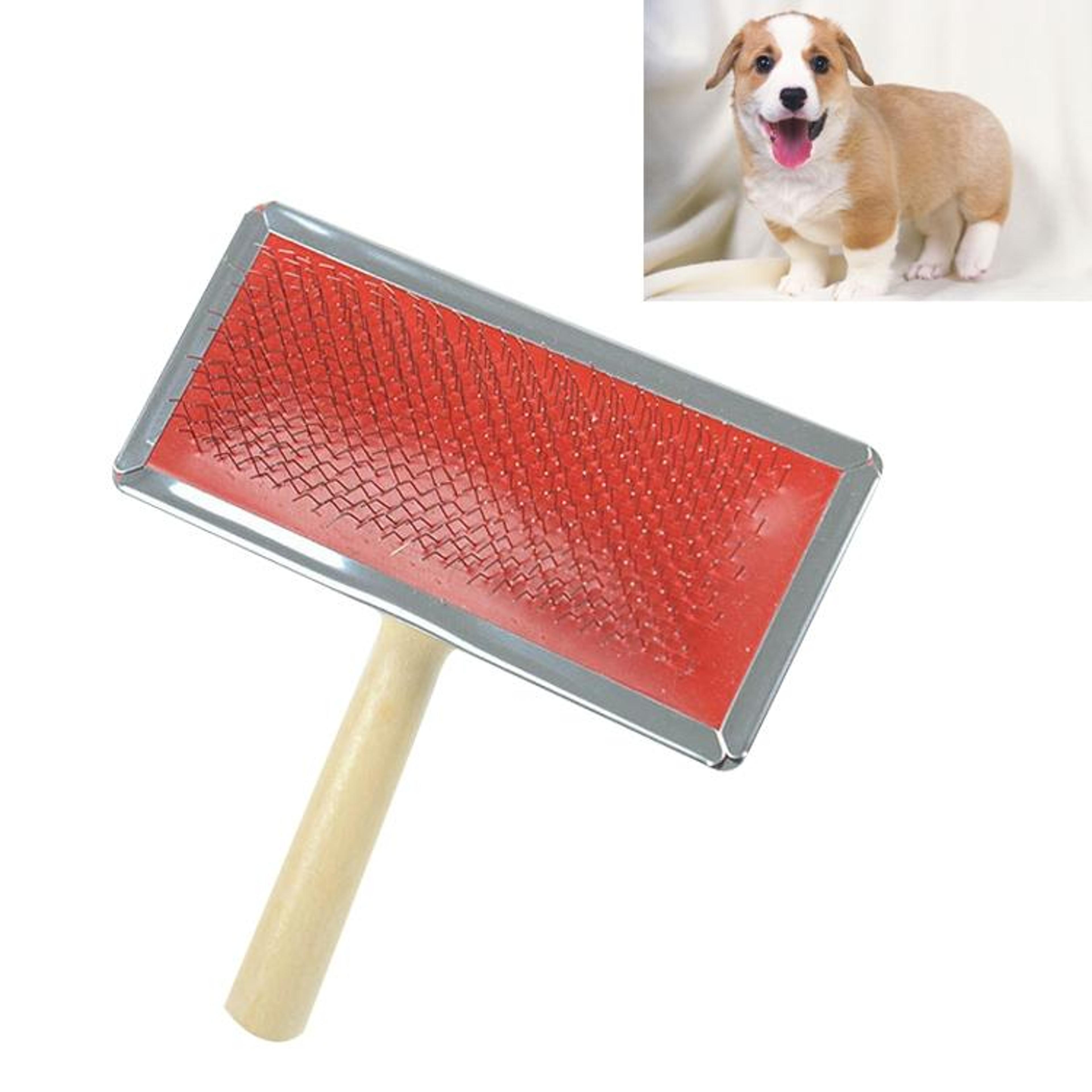 gentlecurve pet grooming brush for dogs & cats wooden handle pet grooming brush for shedding & detangling