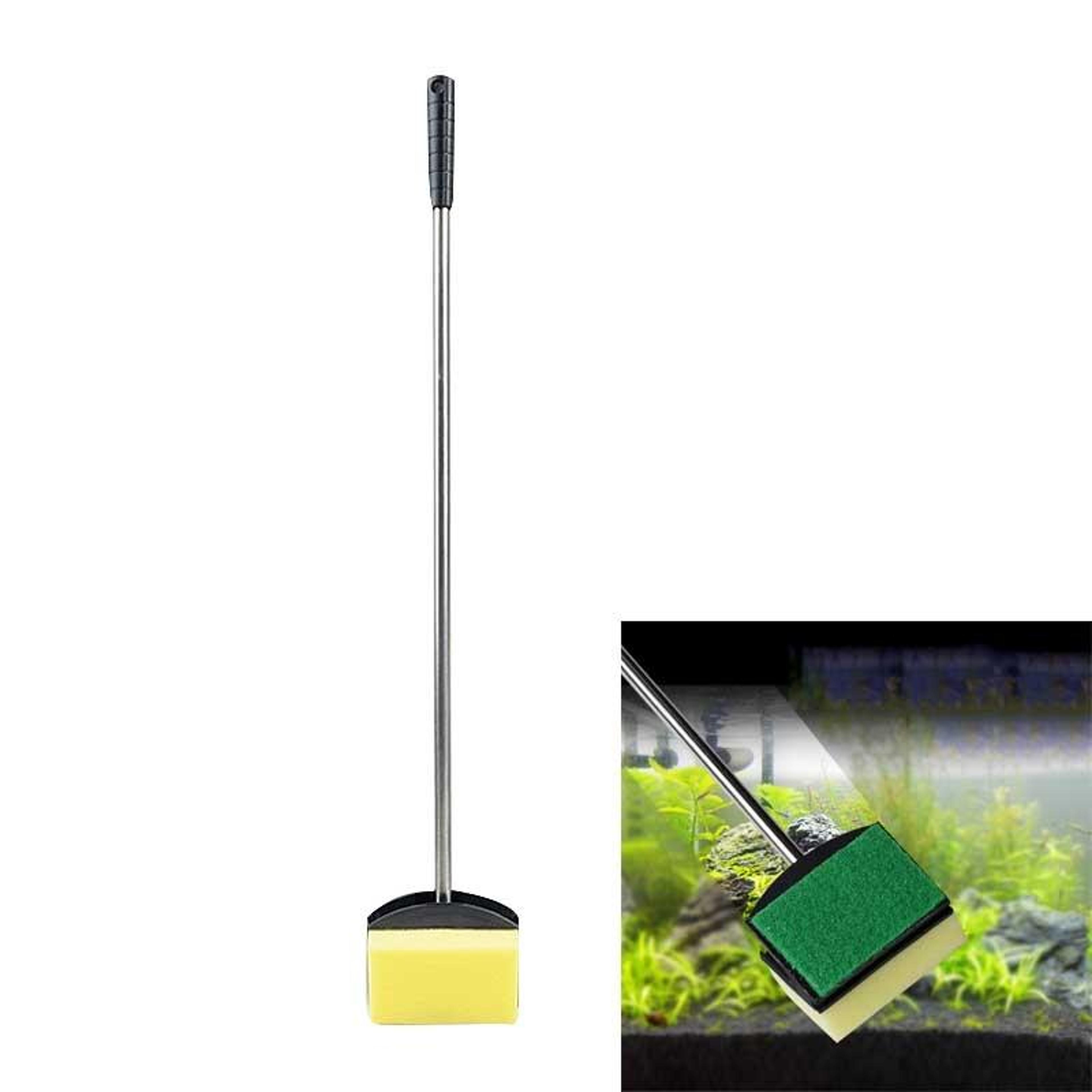 aquaclean 3-in-1 fish tank cleaning brush & algae scraper for glass and acrylic aquariums
