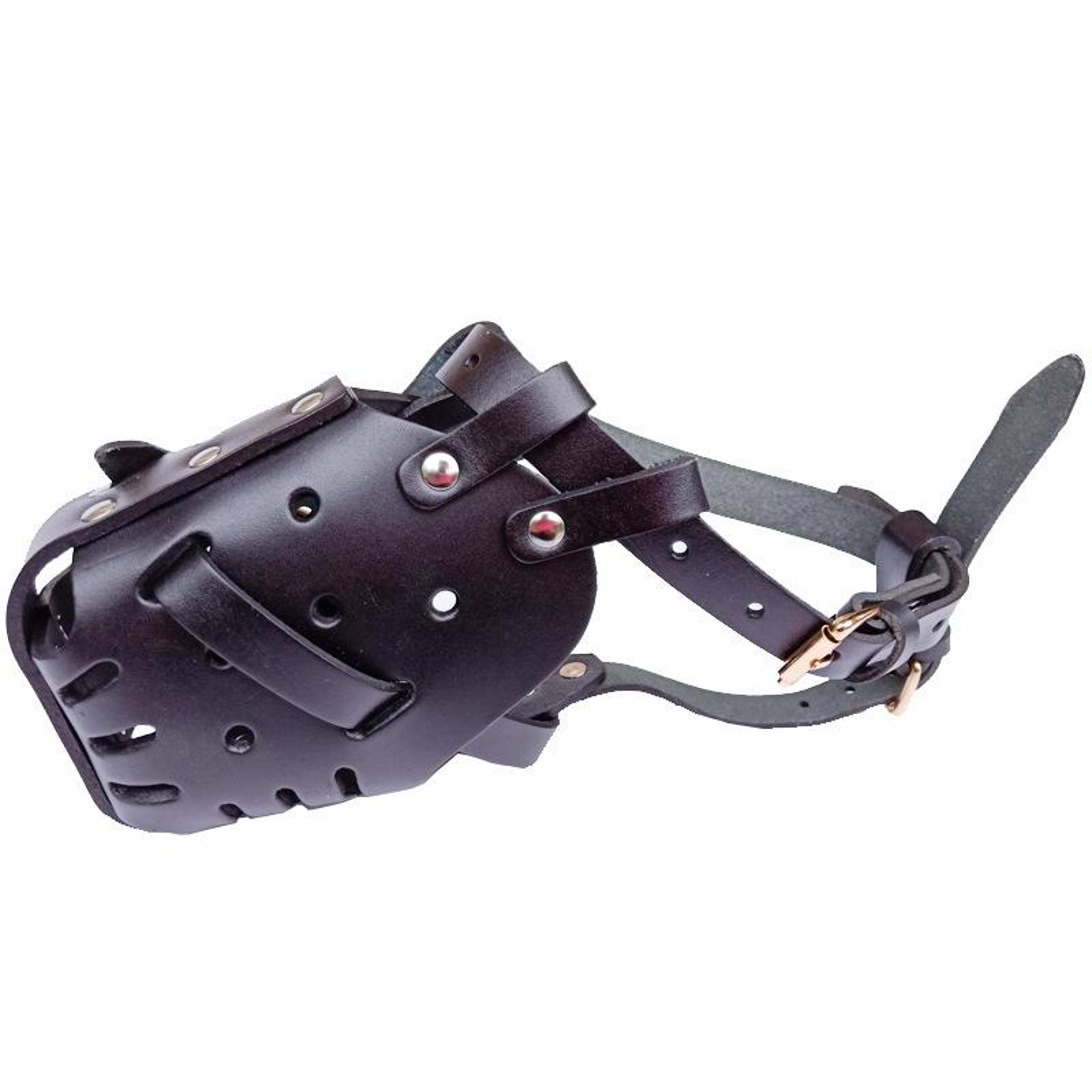 premium leather dog muzzle adjustable anti barking breathable safety mask for large dogs