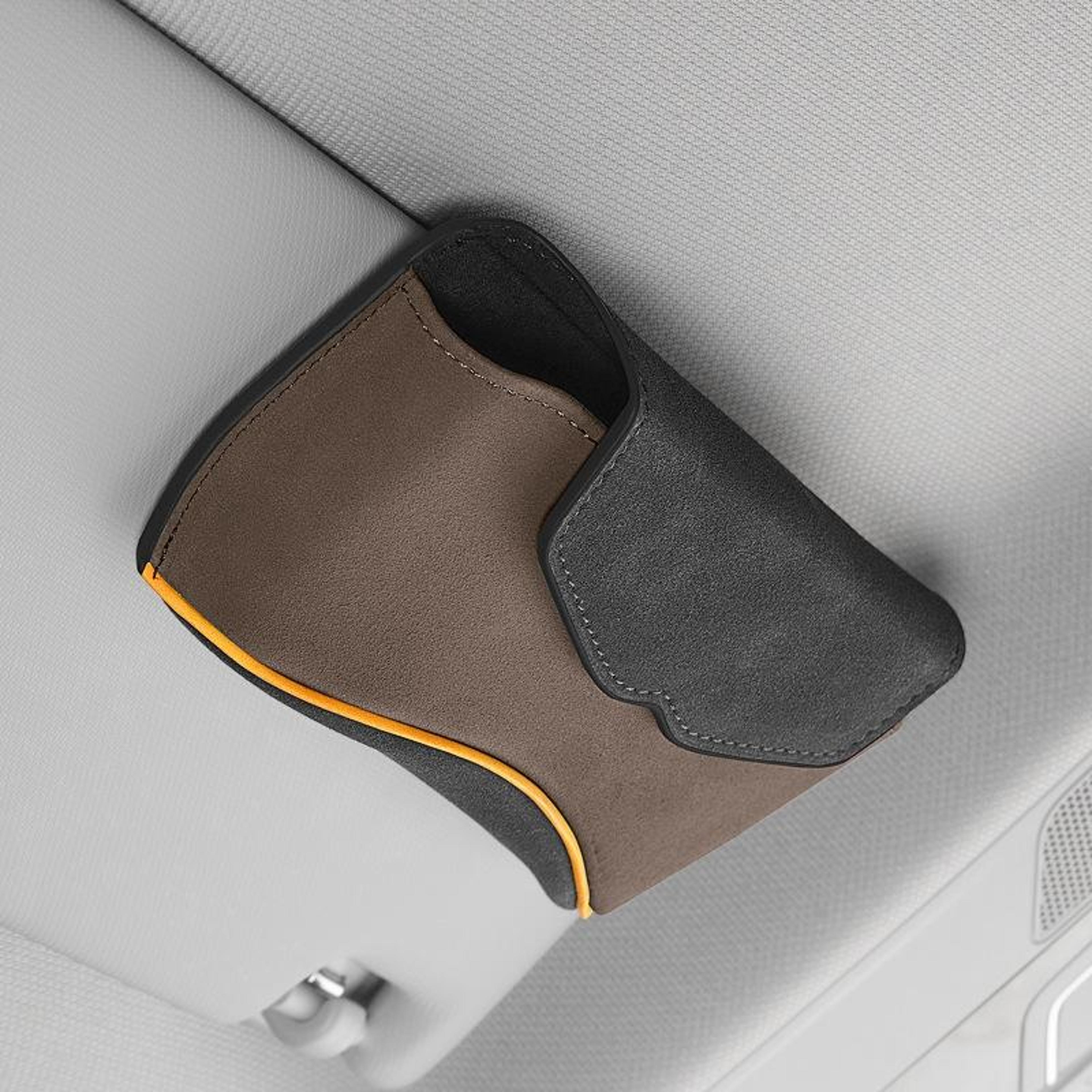 premium car sunglasses holder & magnetic sun visor glasses case with card storage