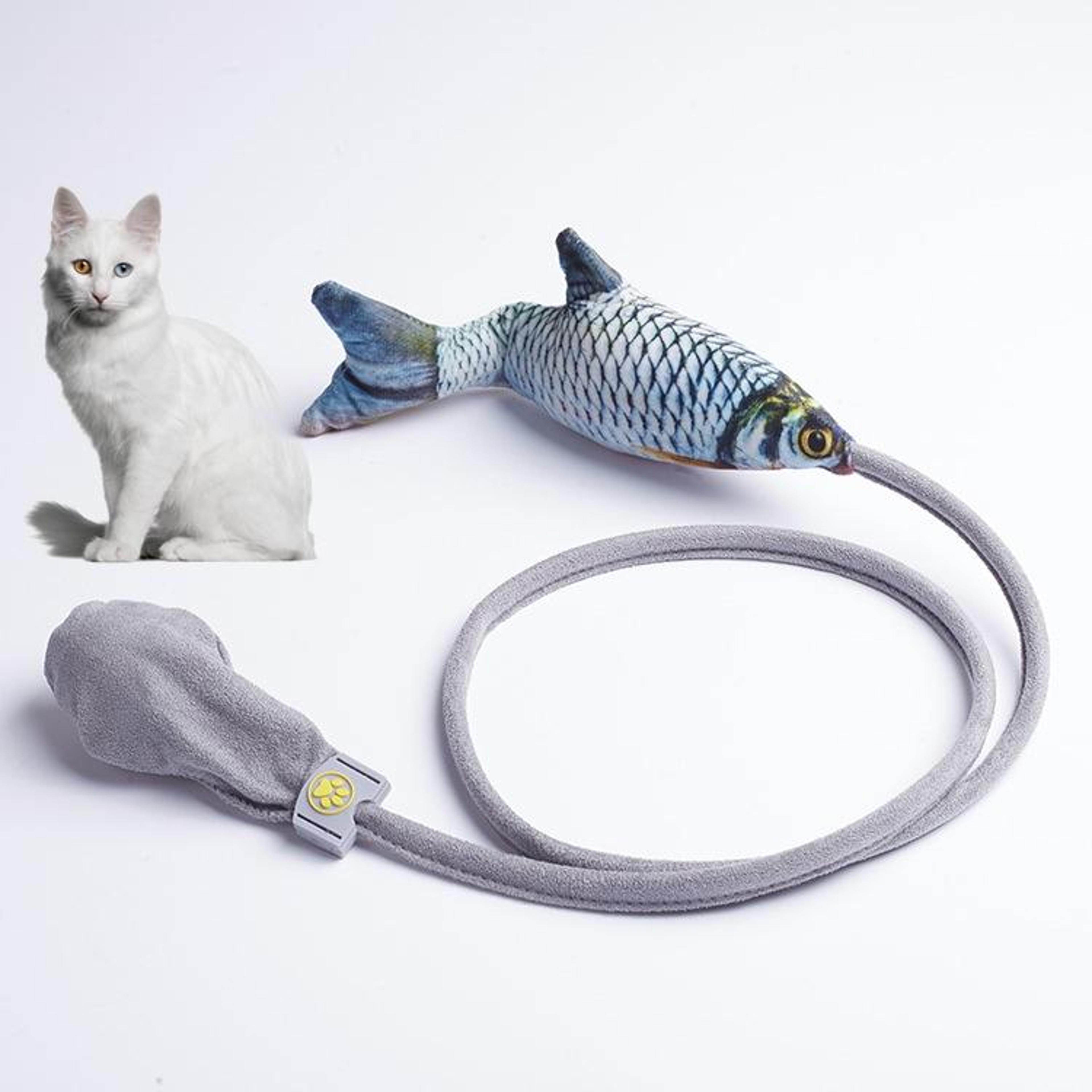 catnip fish plush interactive cat toy with airbag action for hunting and play