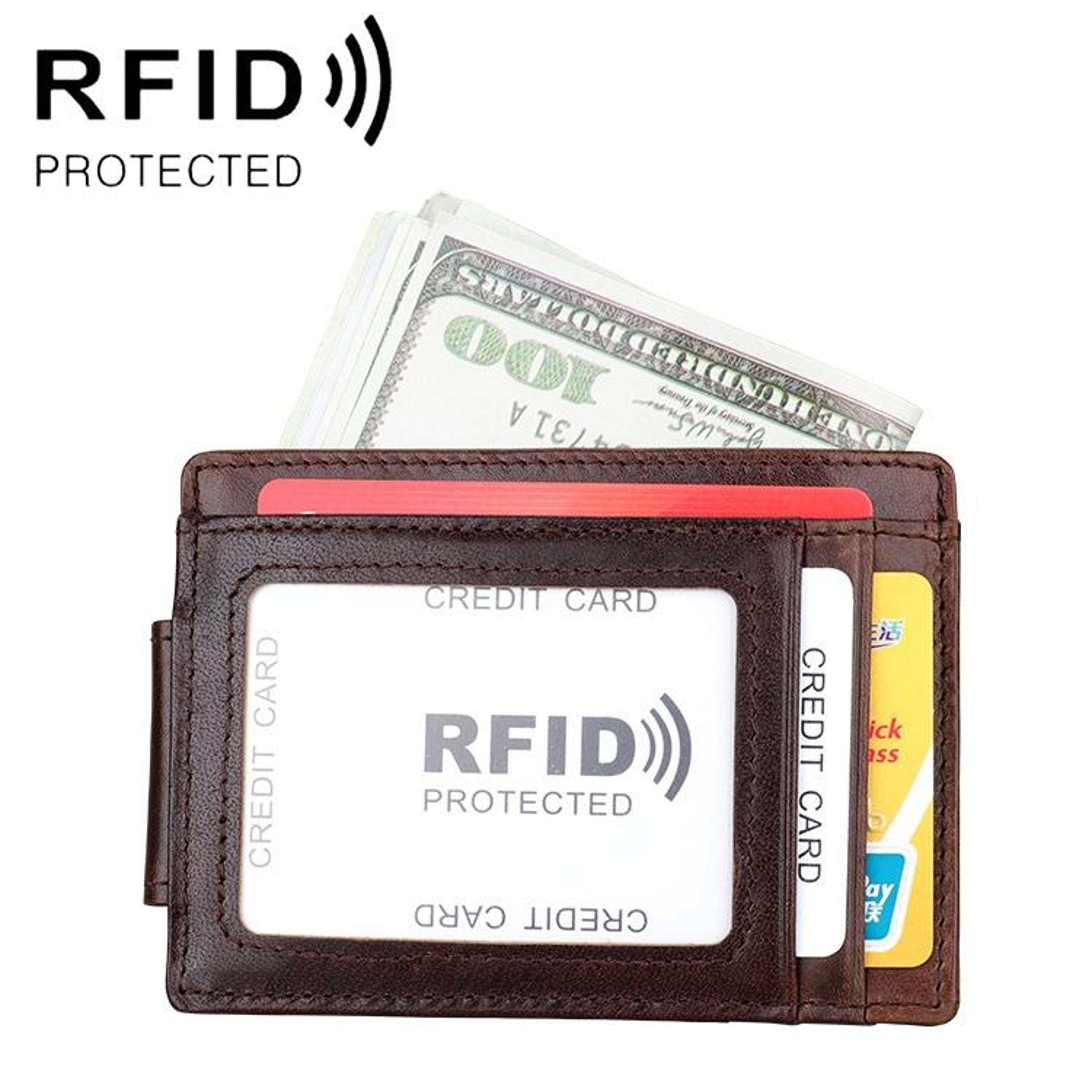 rfid blocking crazy horse leather card holder wallet slim billfold for men and women