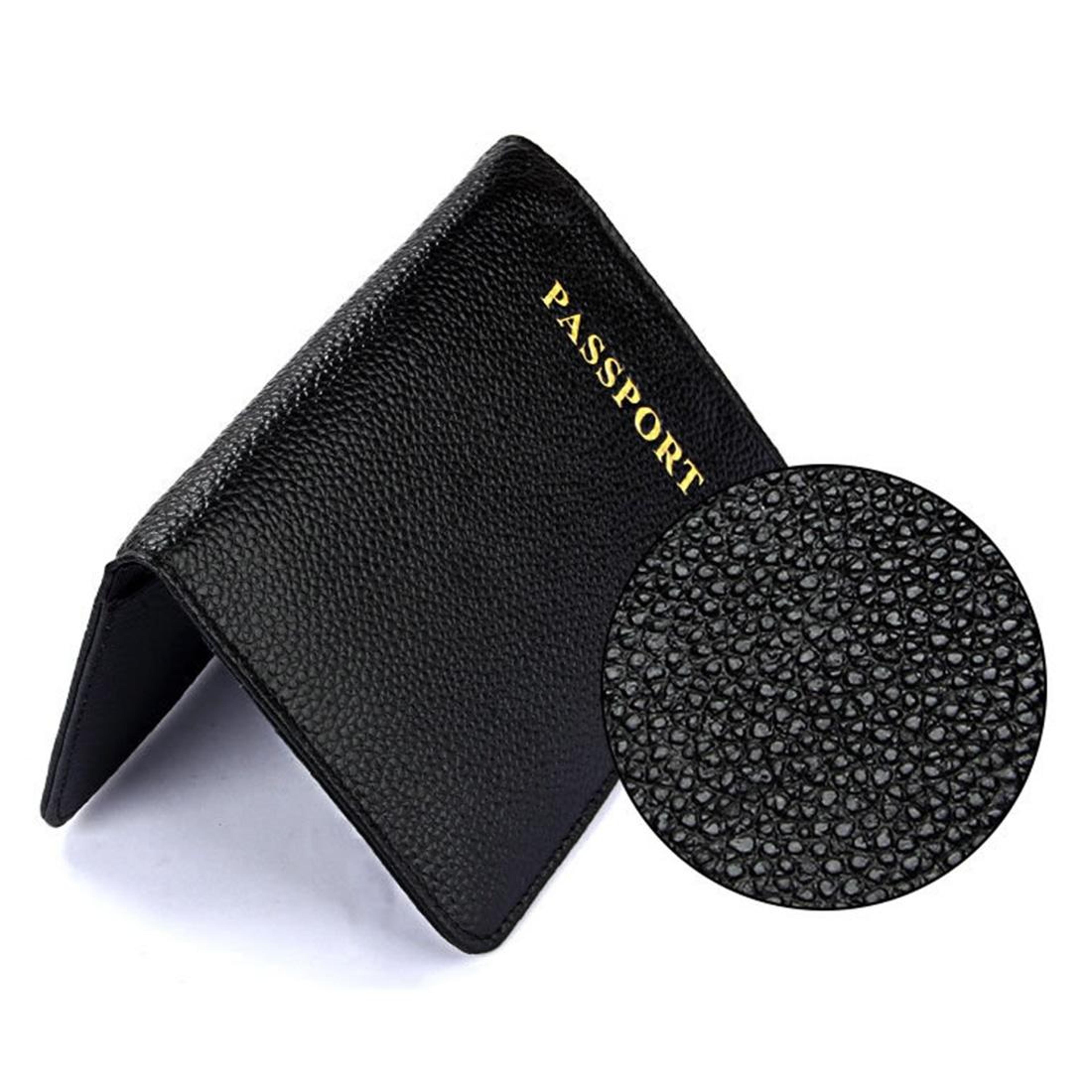 litchi texture genuine leather passport holder travel wallet organizer