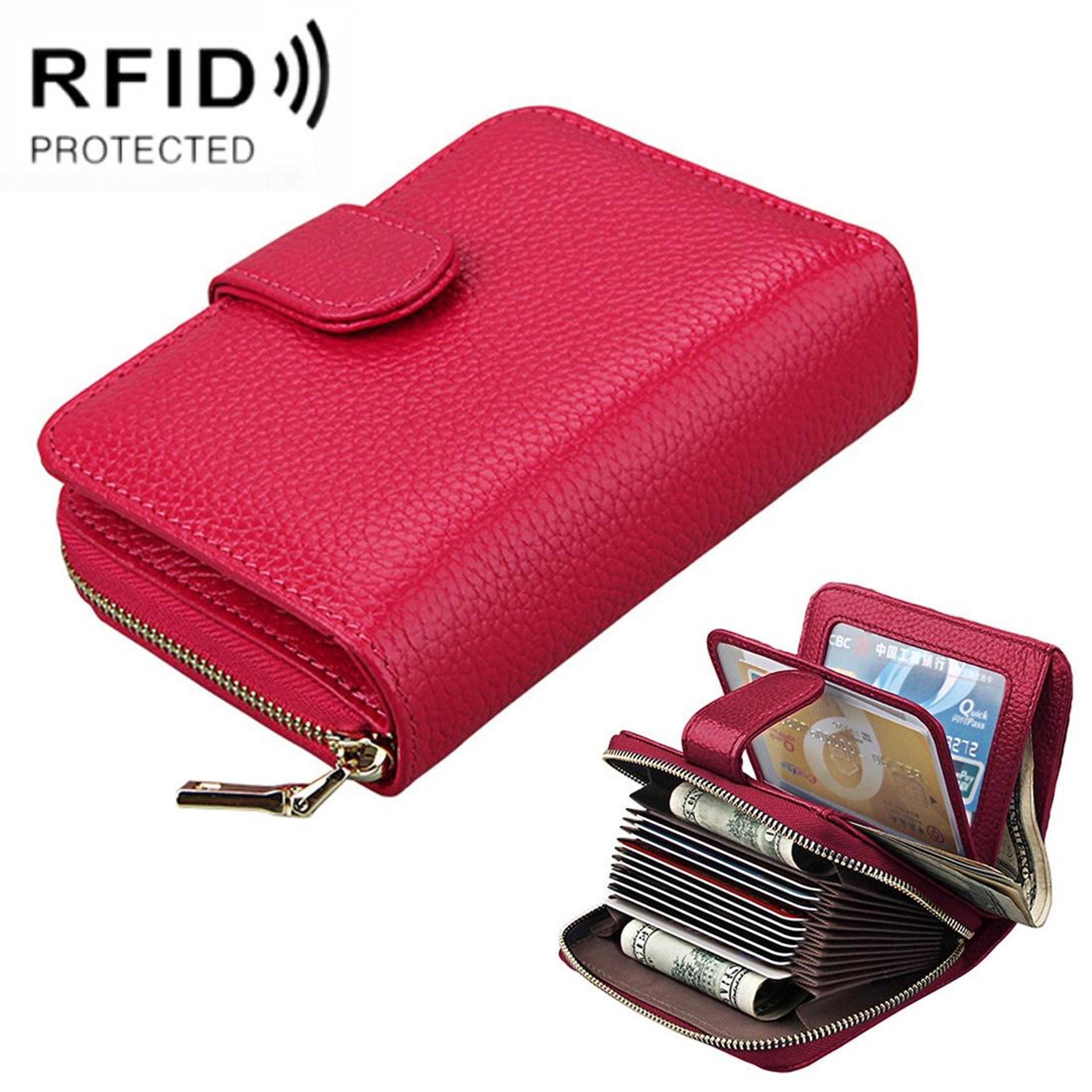 full grain leather rfid women multifunctional wallet card holder driving license case