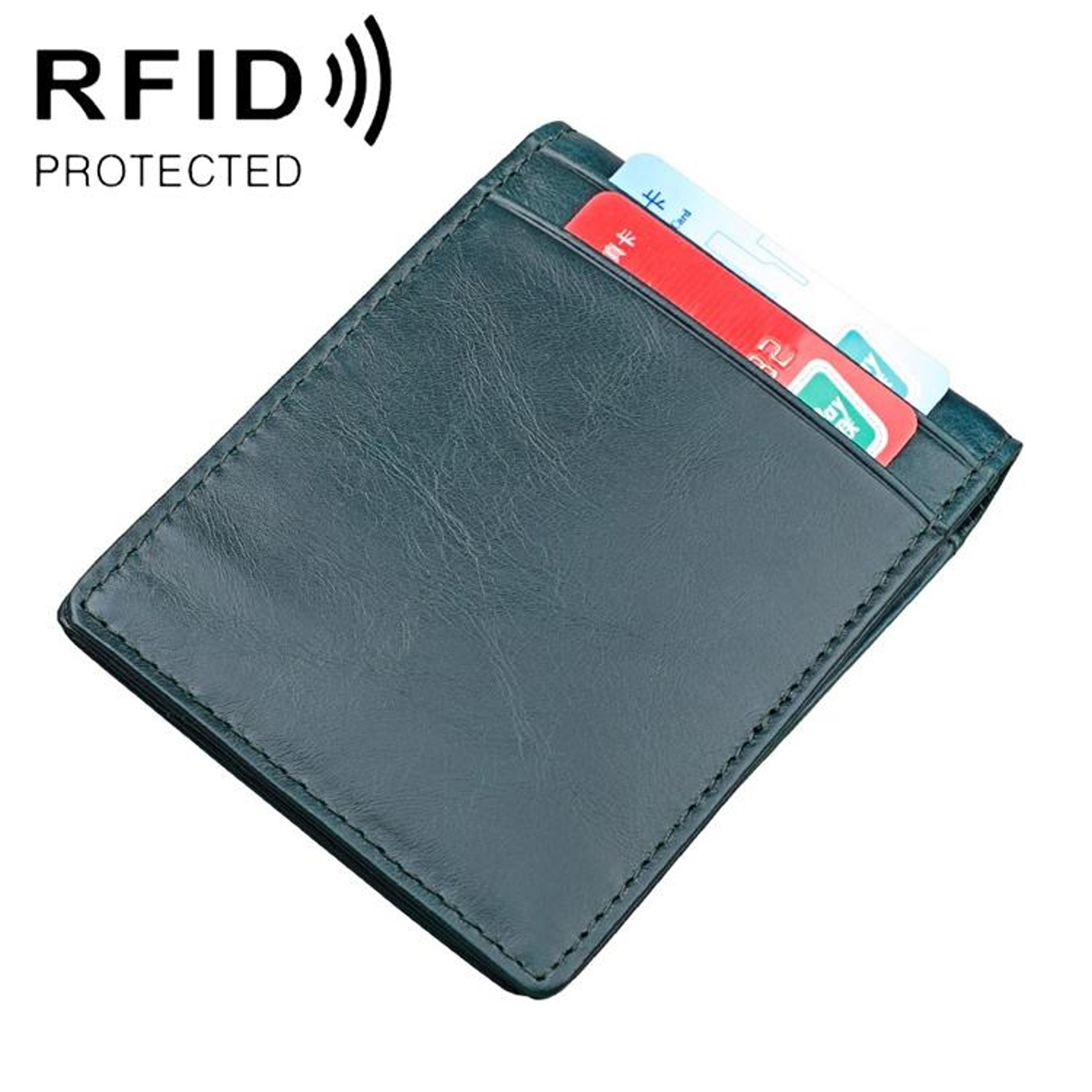 rfid blocking leather billfold wallet anti magnetic crazy horse slim wallet for men & women