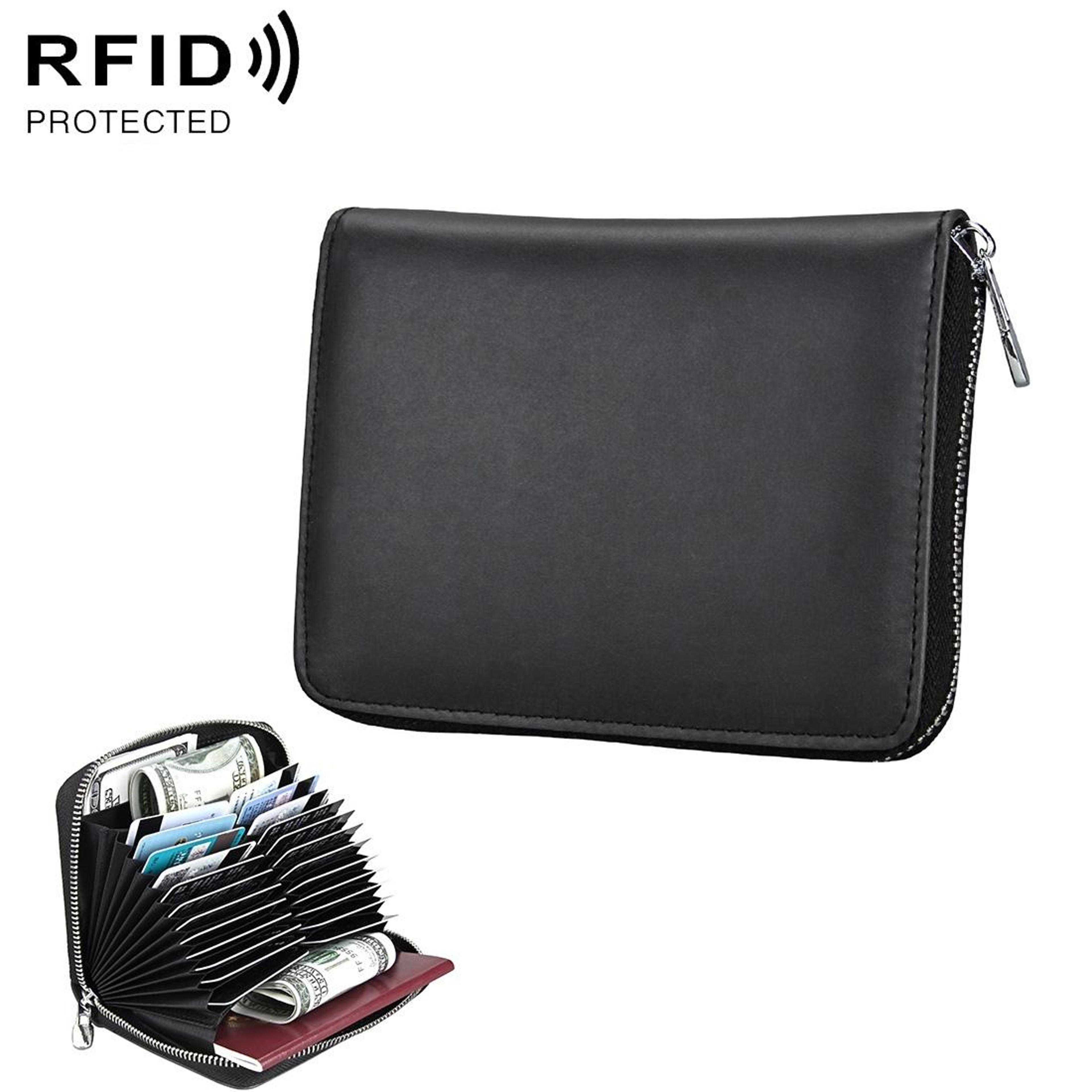 premium genuine leather multi functional rfid card holder wallet package