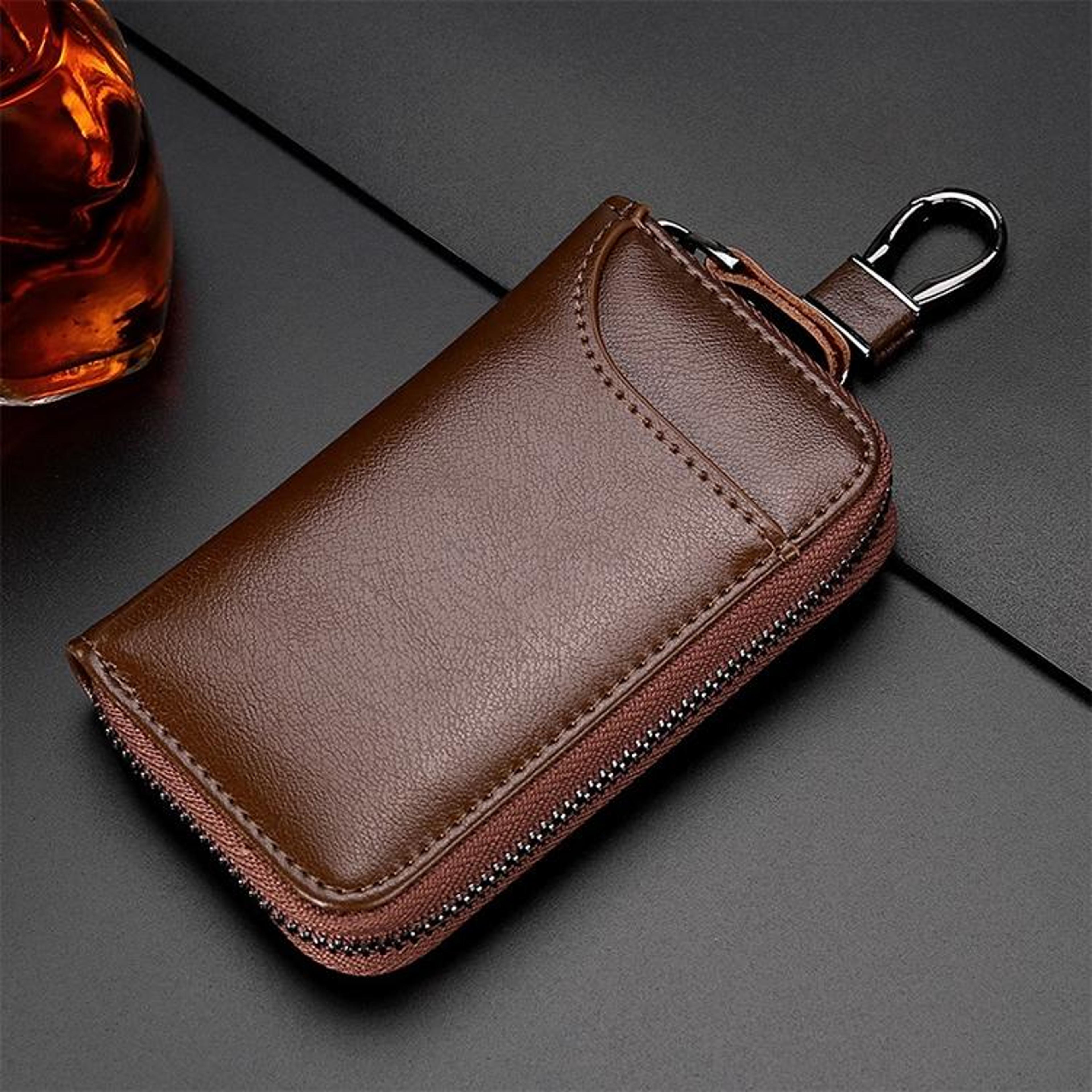 leather waist hanging key holder wallet multi-function key organizer pouch for men & women