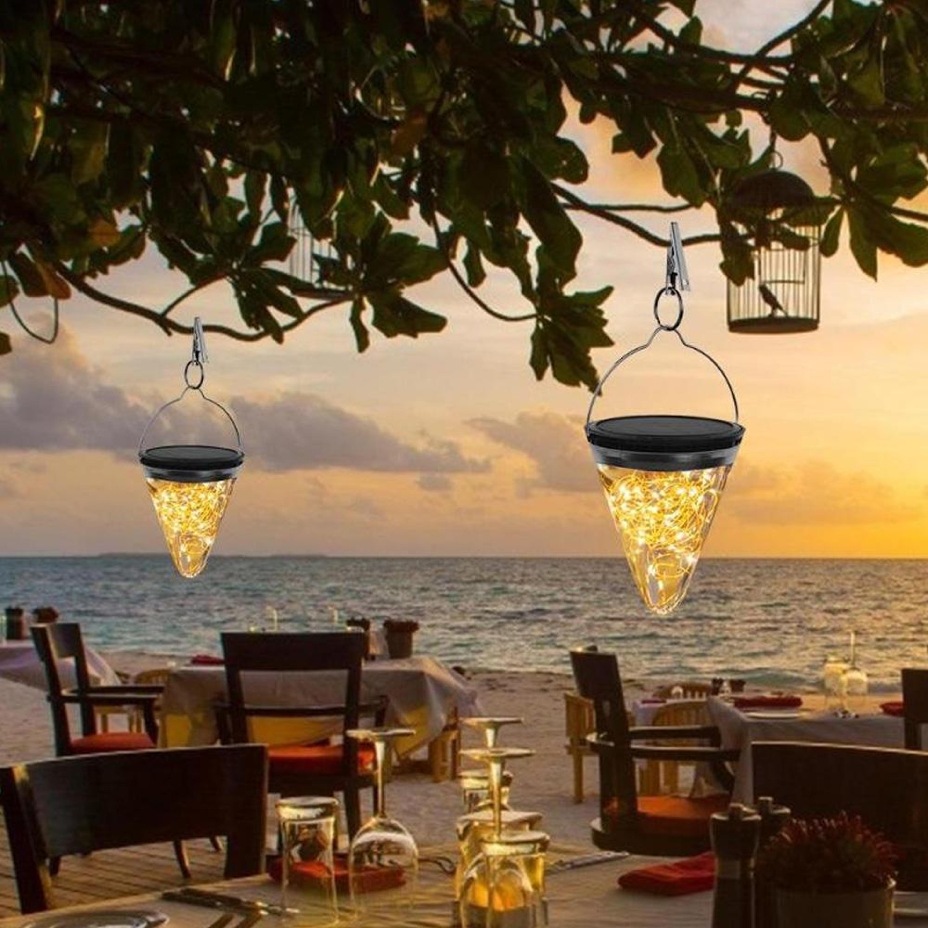 solar hanging star light outdoor waterproof garden lantern