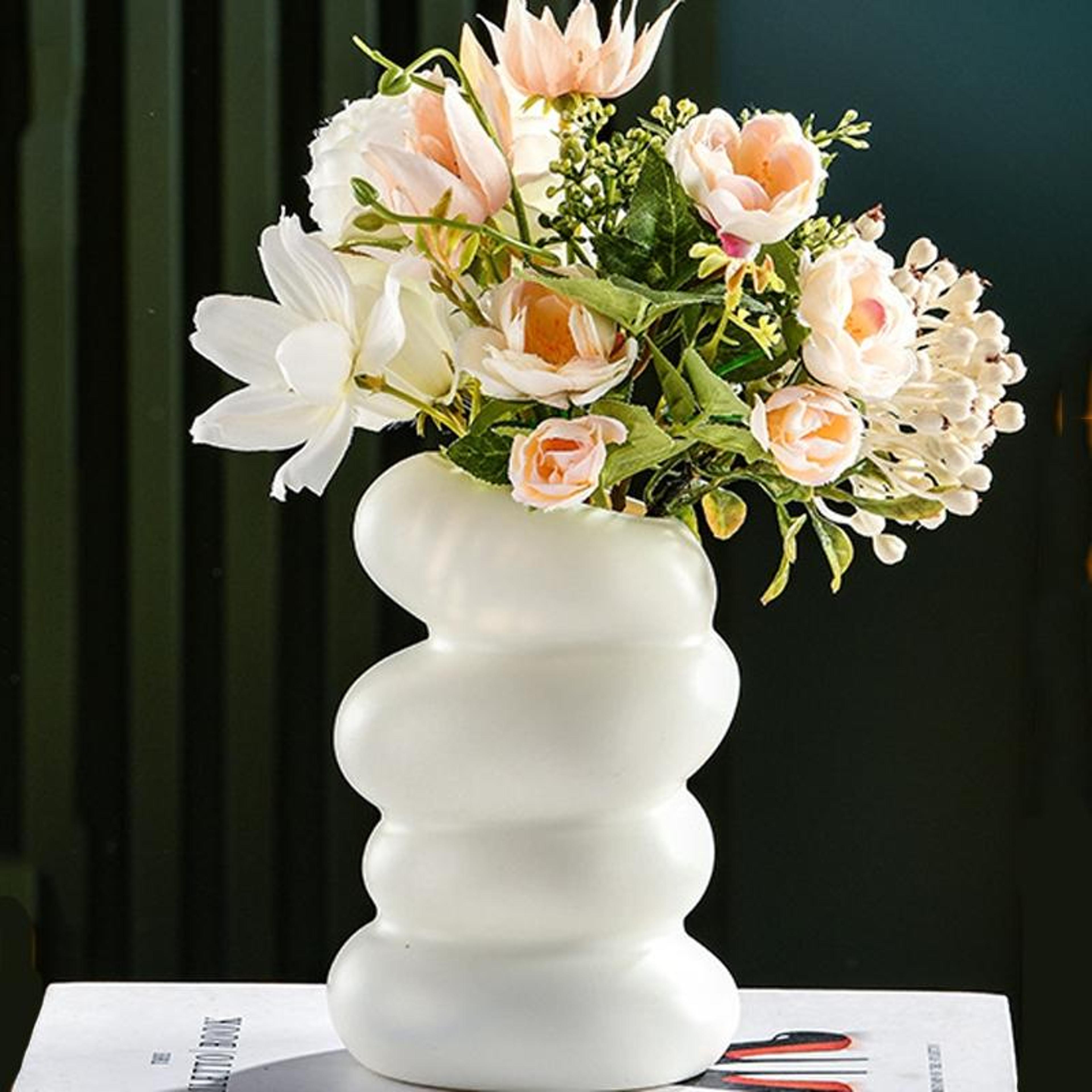 nordic spiral ceramic look flower vase for modern home decor & floral arrangements