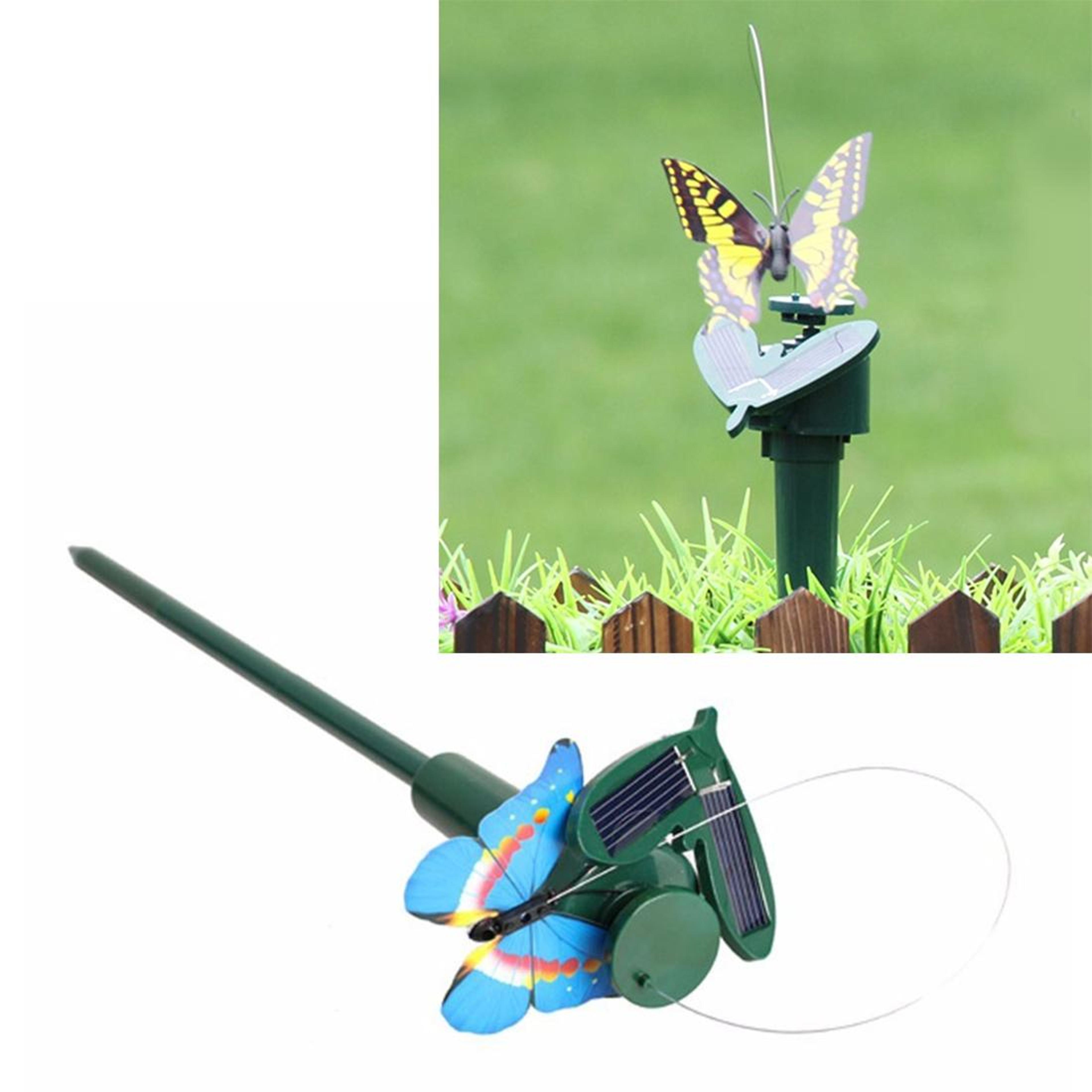 solar flutter butterfly garden decor flying hummingbird spinner with solar & battery power