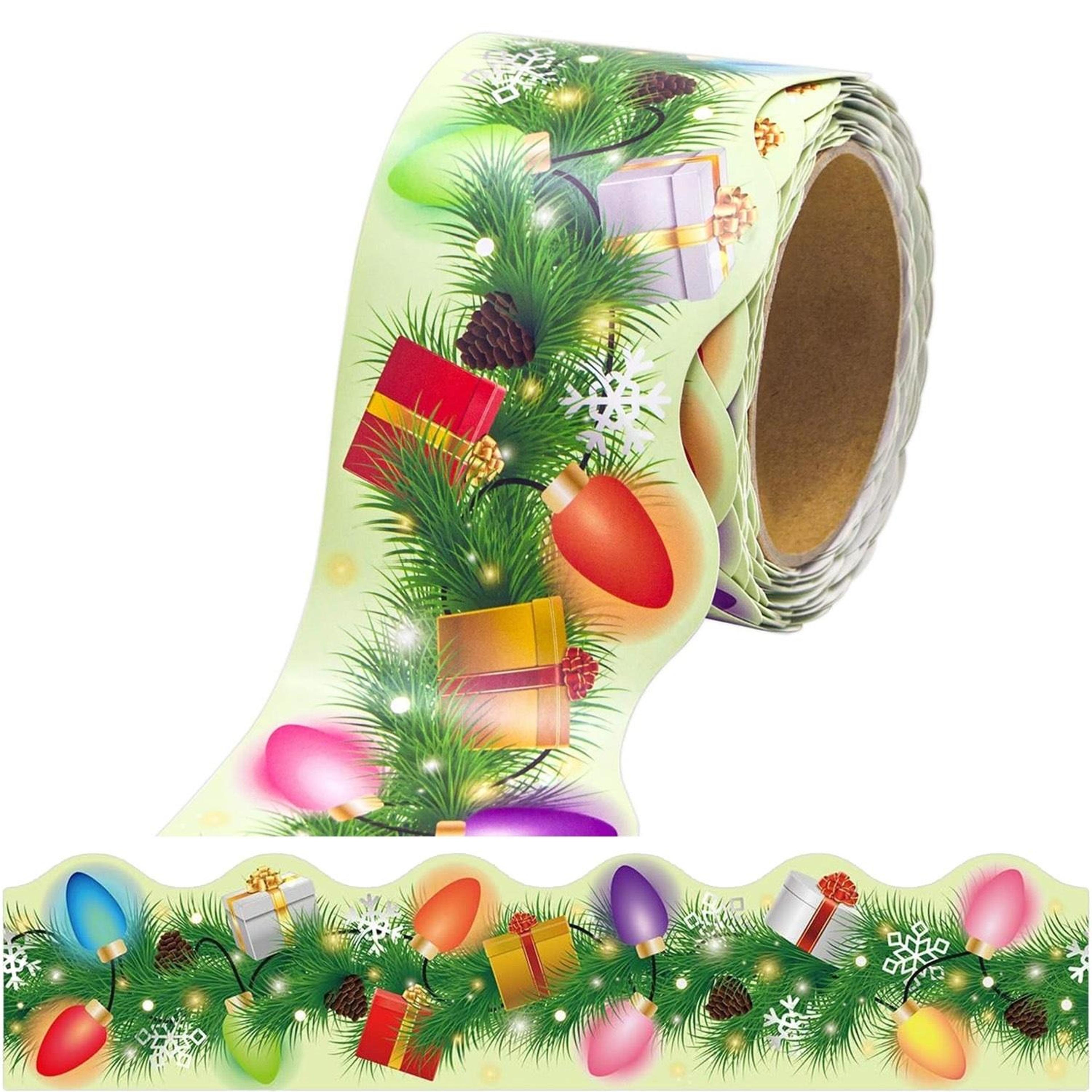 festive christmas bulletin board border sticker roll for classroom & office decor