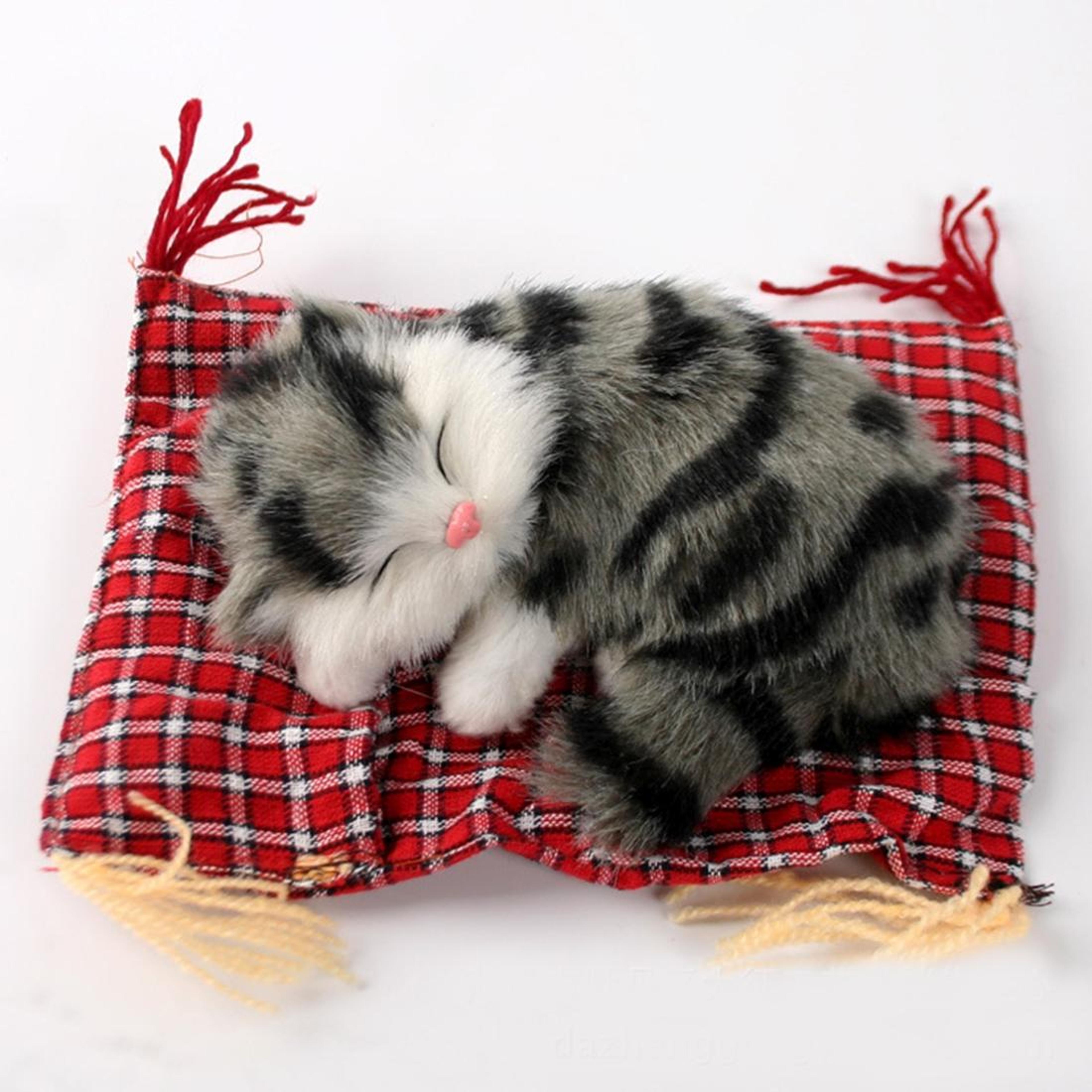 realistic sleeping cat plush decoration mat for car, desk & home decor