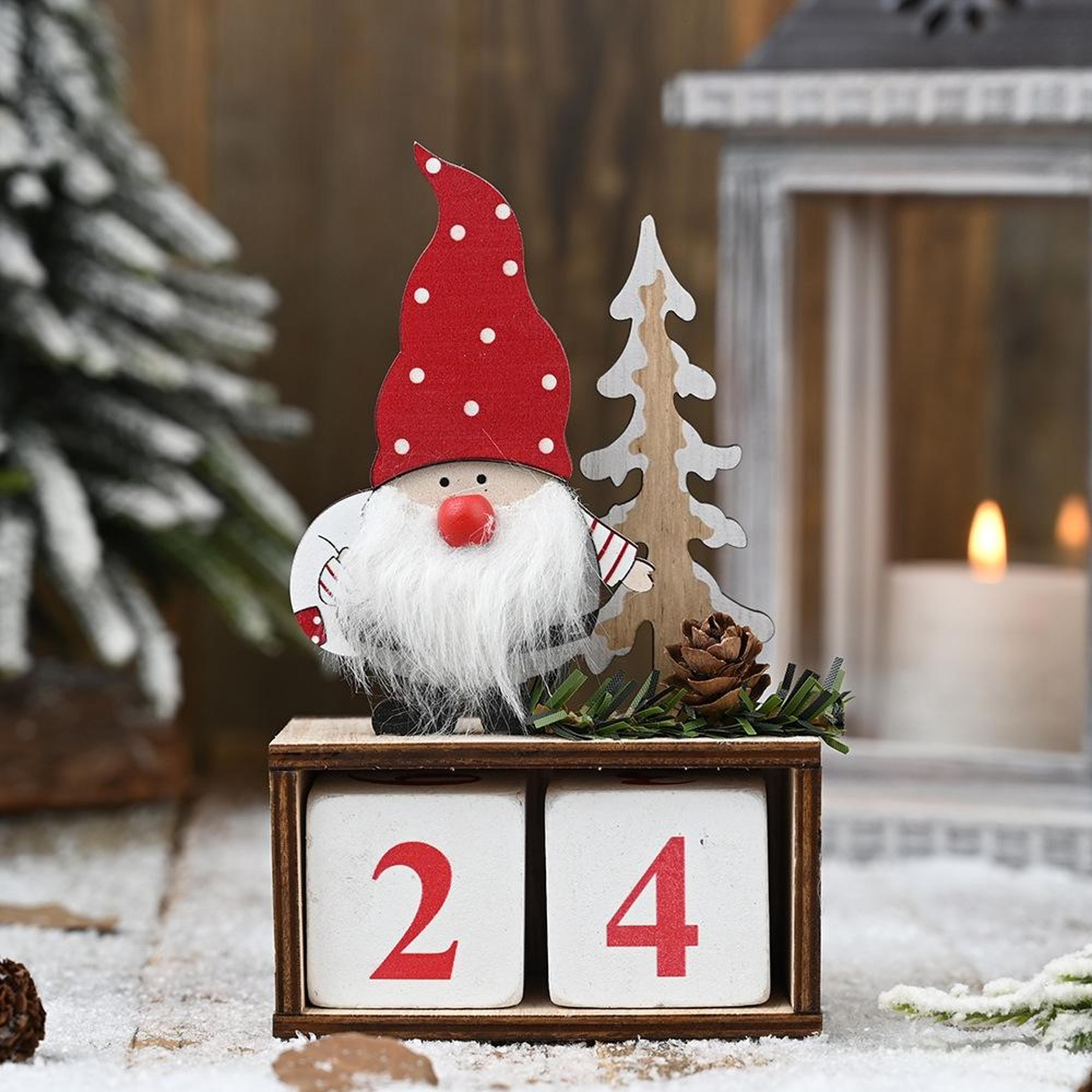 wooden pine cone christmas countdown calendar ornament rustic advent decor for holiday display