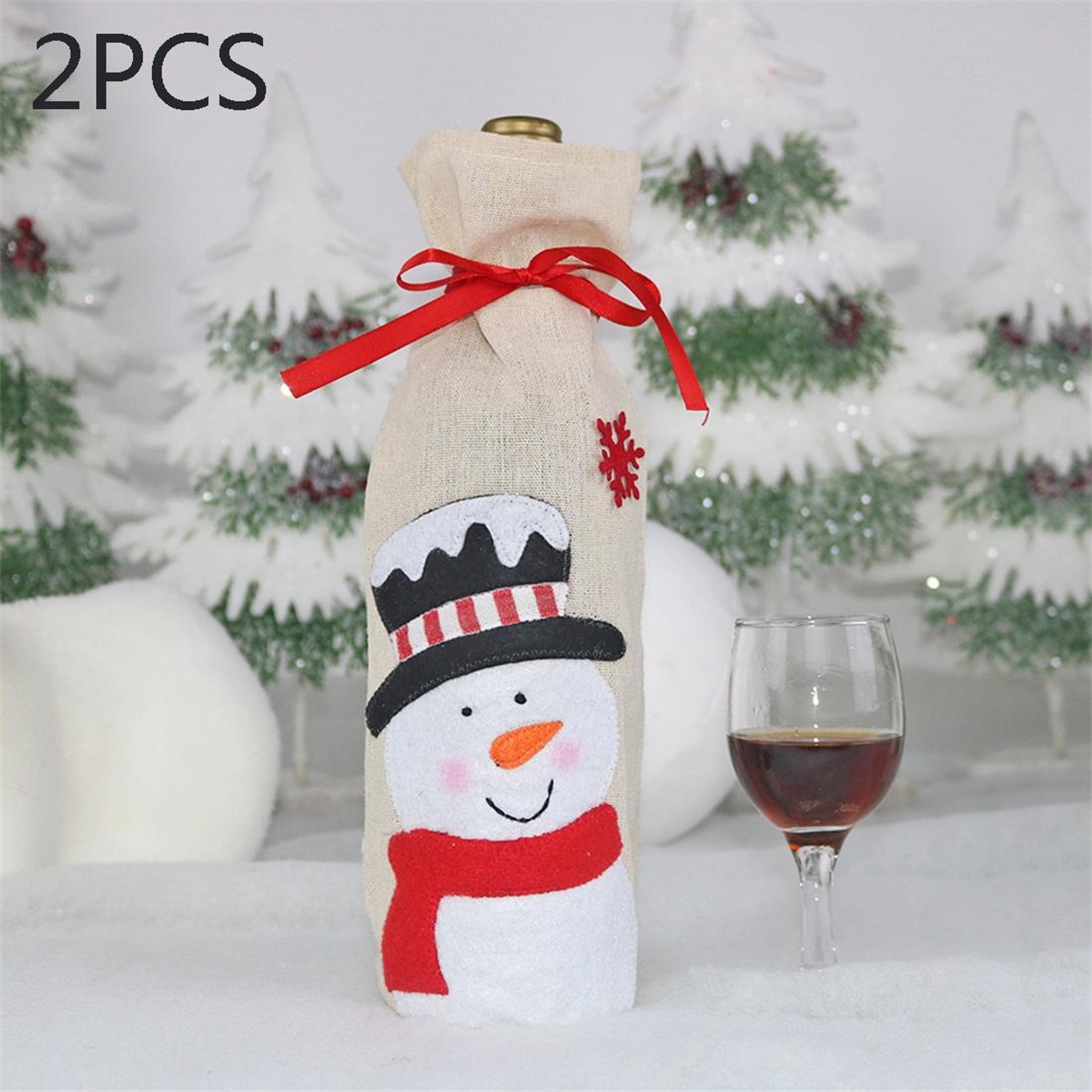 snowman christmas wine bottle cover bag reusable holiday wine gift decoration