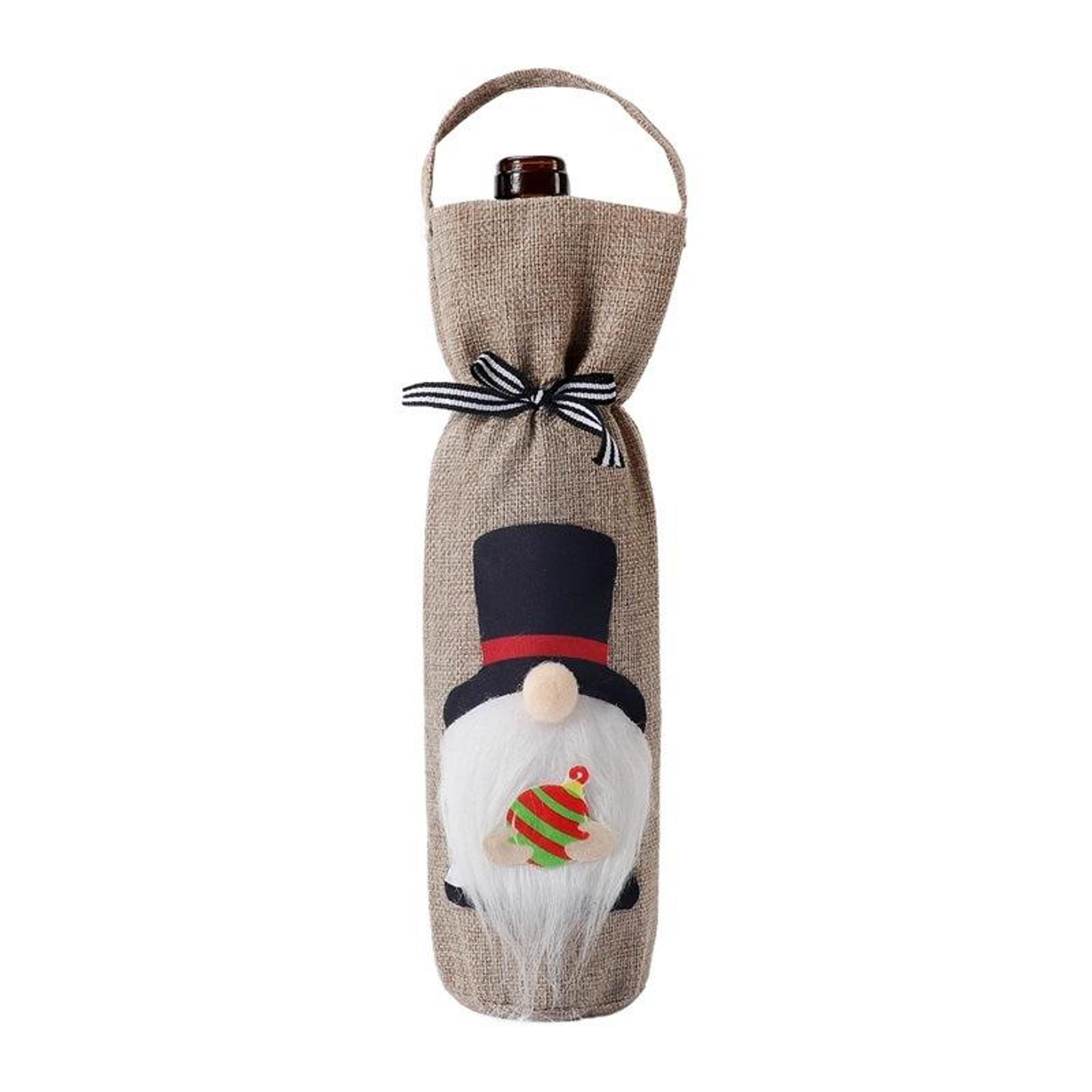 christmas wine bottle gift bag – champagne bottle cover holiday wine sleeve decoration