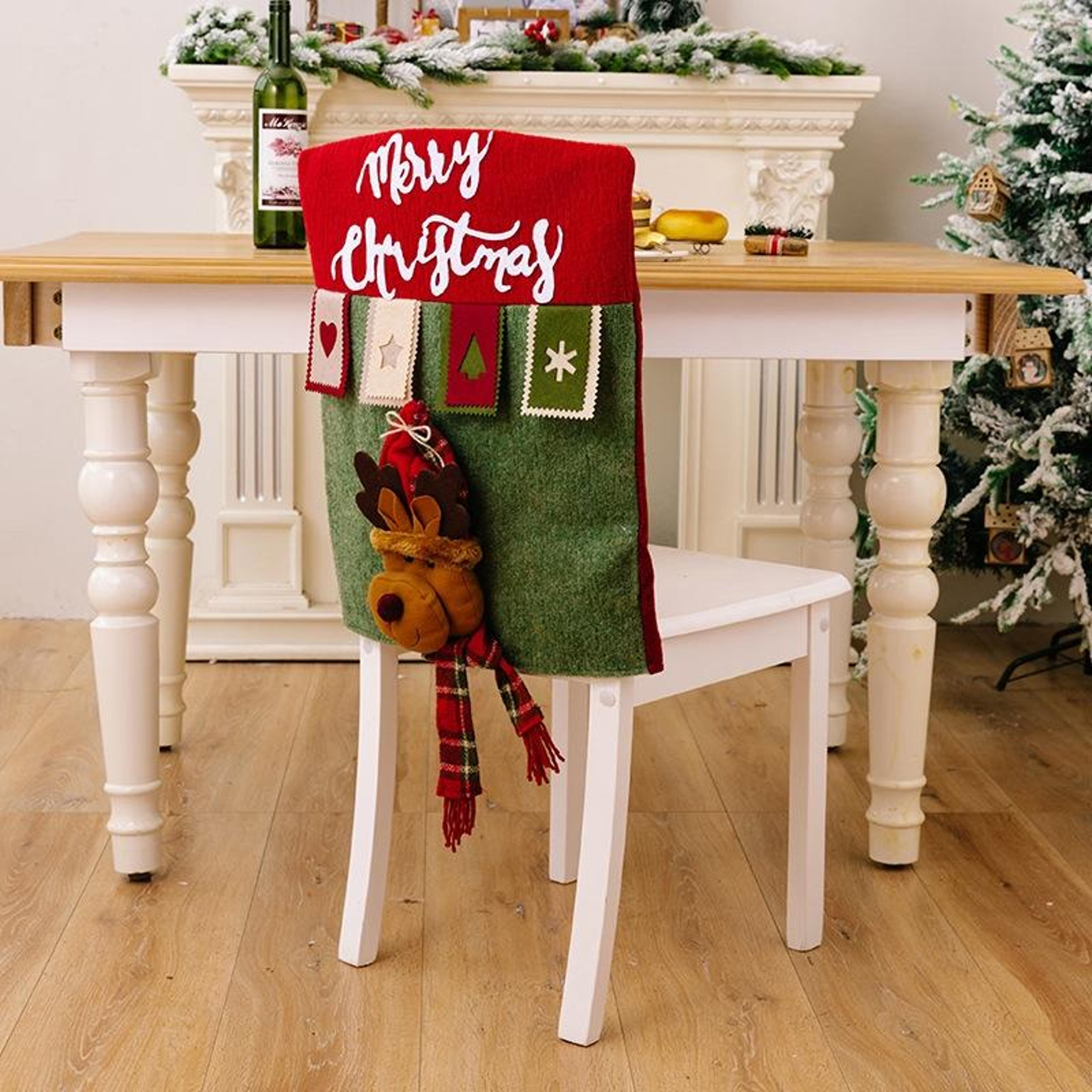 christmas cartoon doll chair cover festive furniture decoration