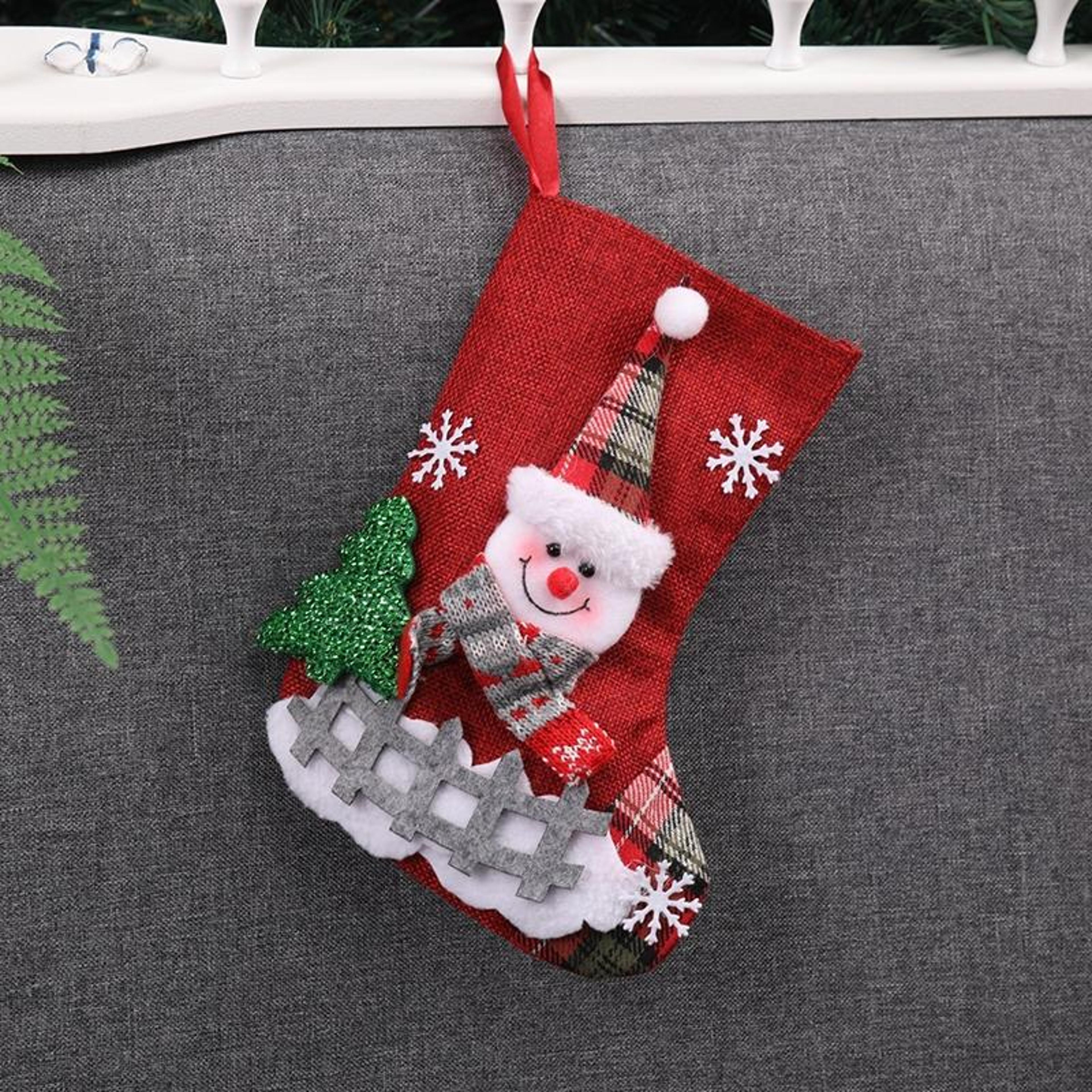 linen christmas stocking gift bag small holiday hanging decor
