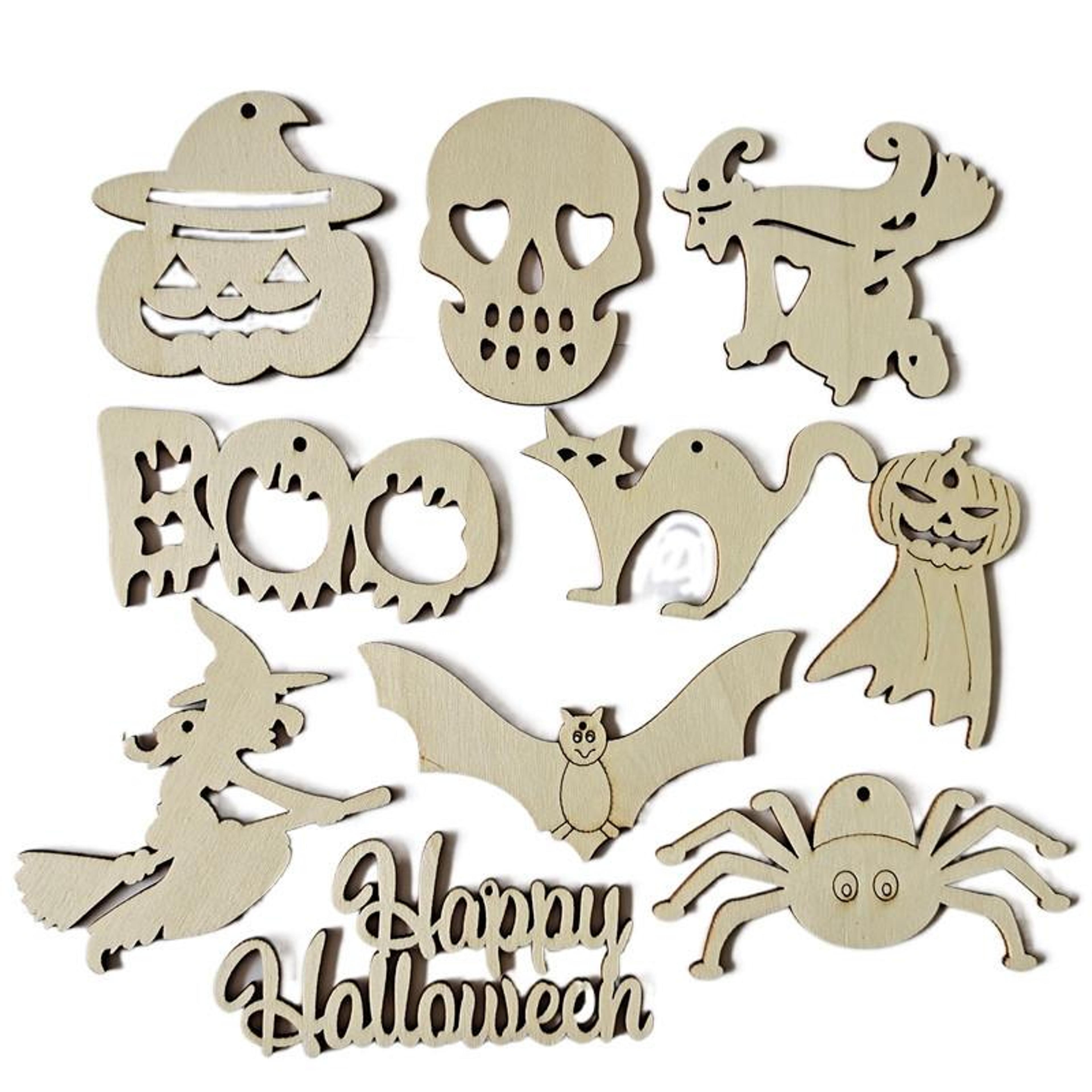 halloween wooden hanging ornaments set diy gift tags & party decor