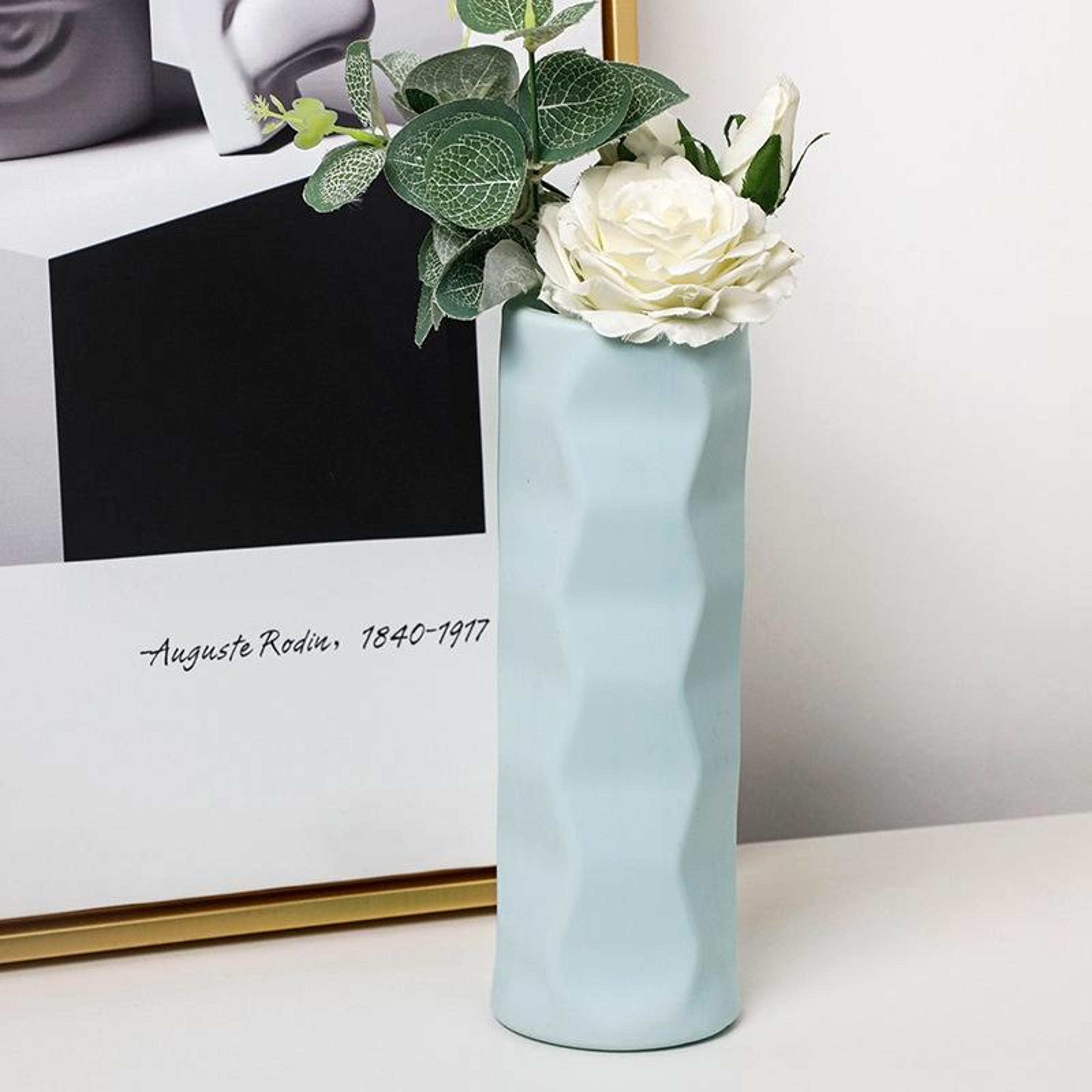 wave ceramic-look pe decorative vase drop proof modern flower vase for home decor