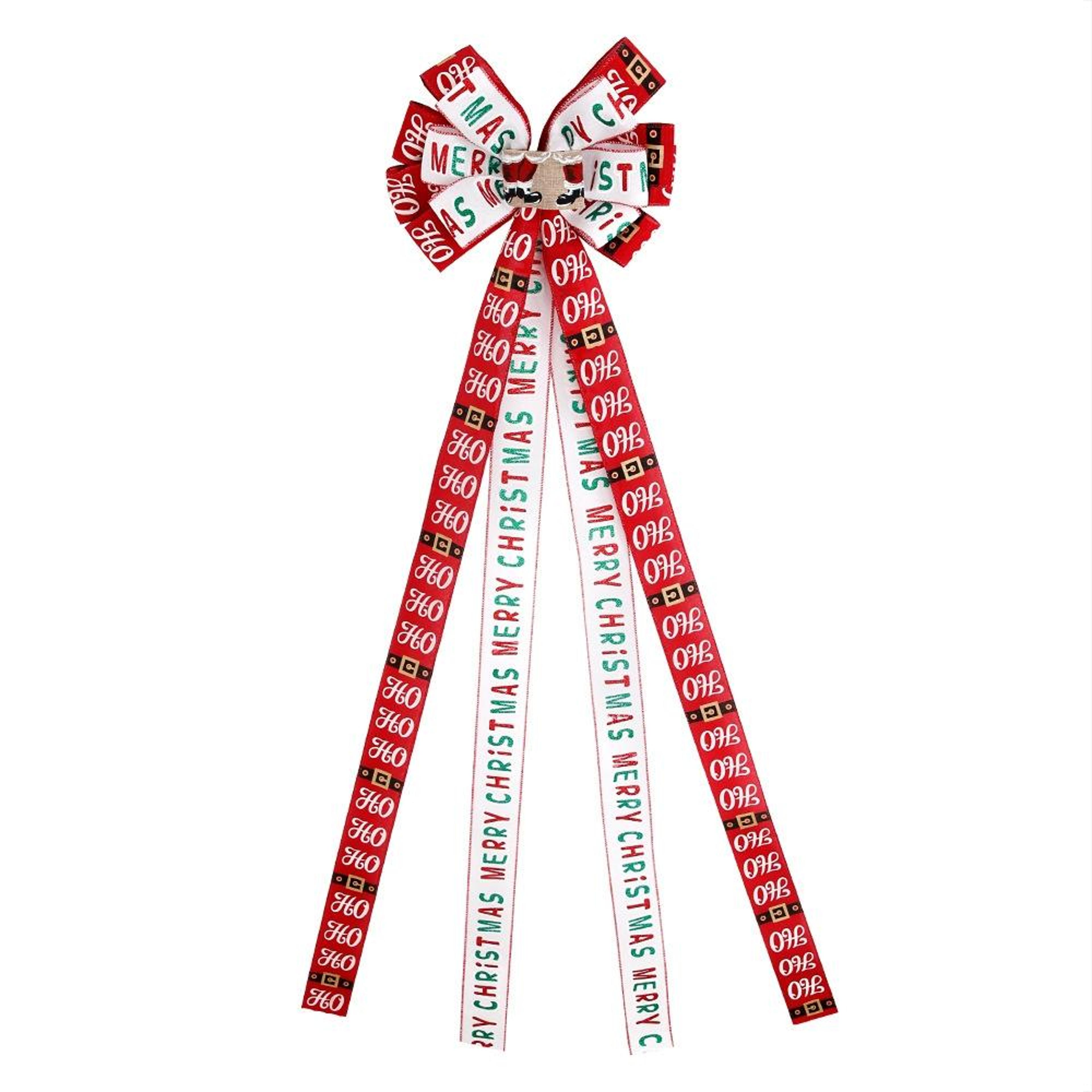 rustic christmas tree topper bow decoration with double-layer linen design