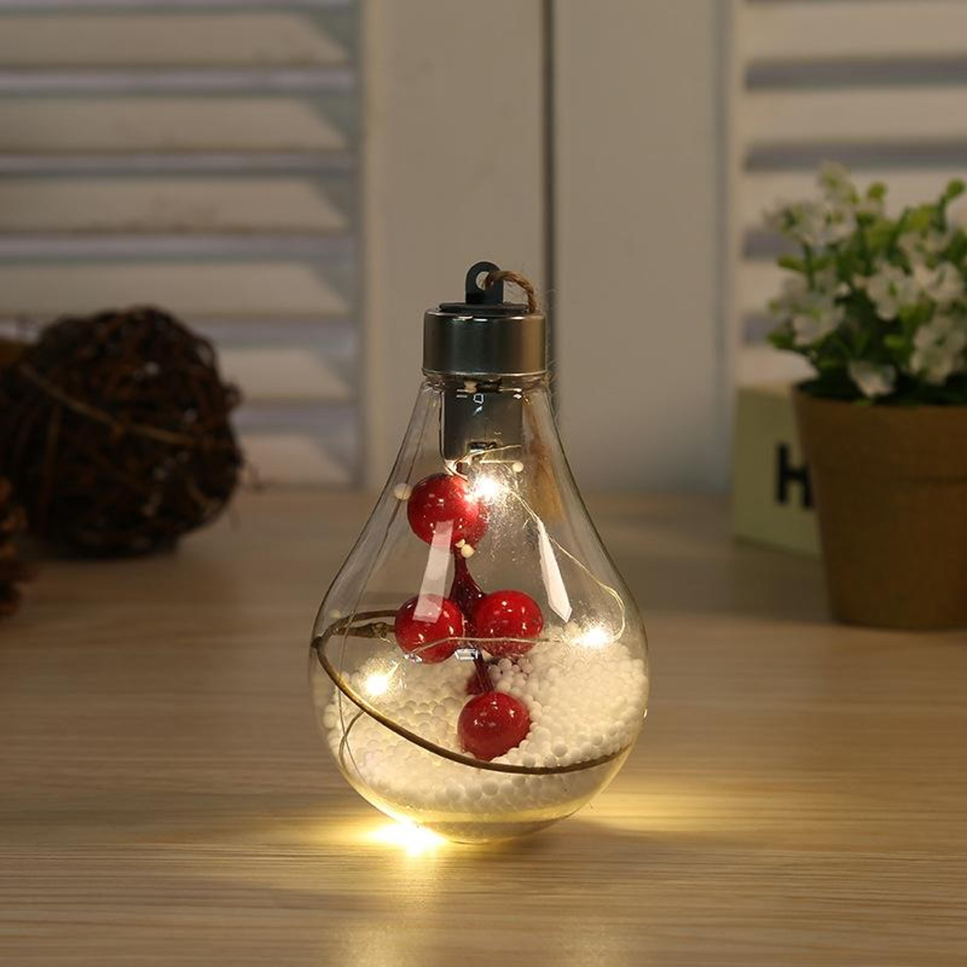 led christmas bulb ornament light transparent tree hanging decoration