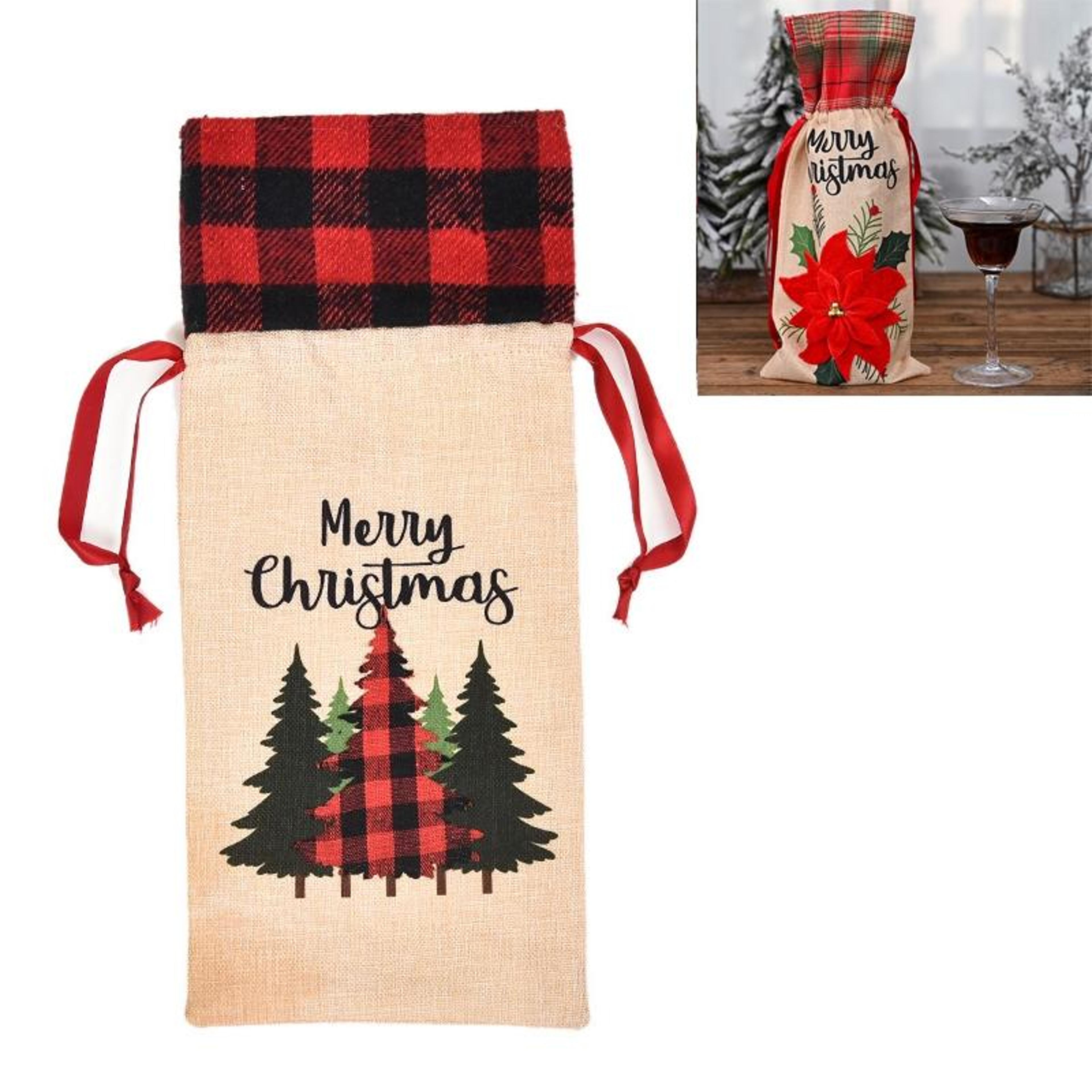 christmas wine bottle cover rustic linen holiday table decoration sleeve