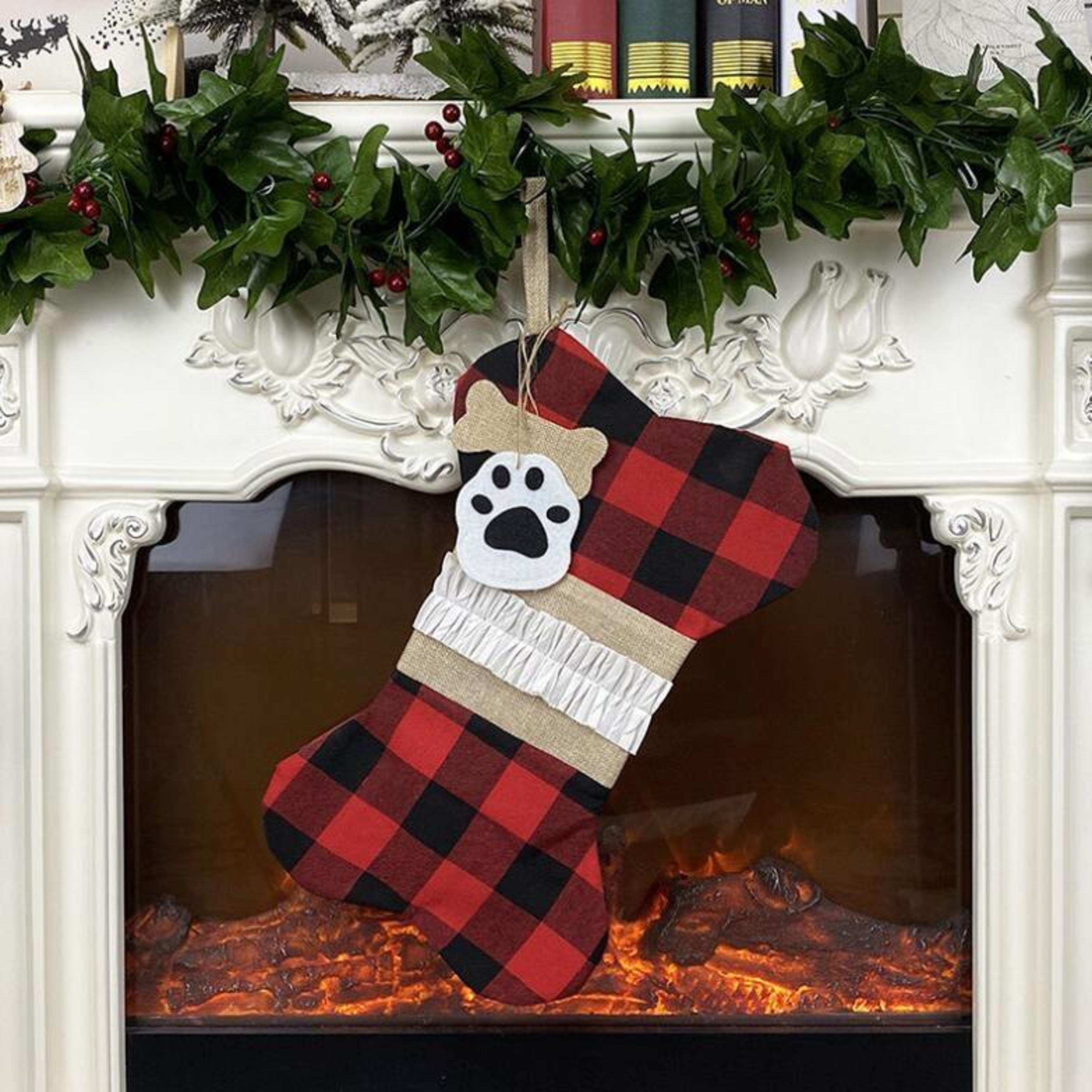 pet paw christmas stocking gift bag hanging ornament for holiday decor