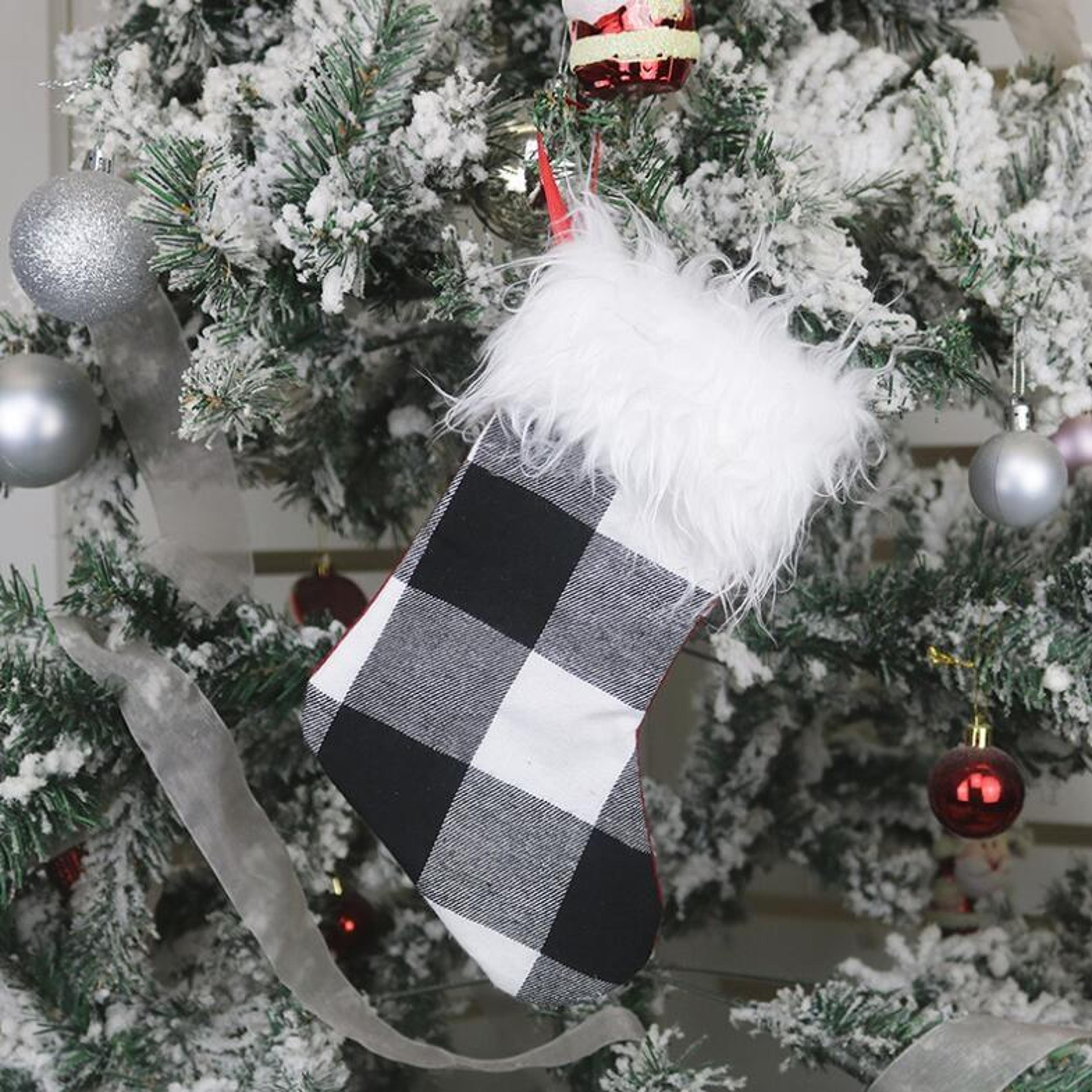christmas plaid stocking gift bag ornament for tree decor & holiday gift giving