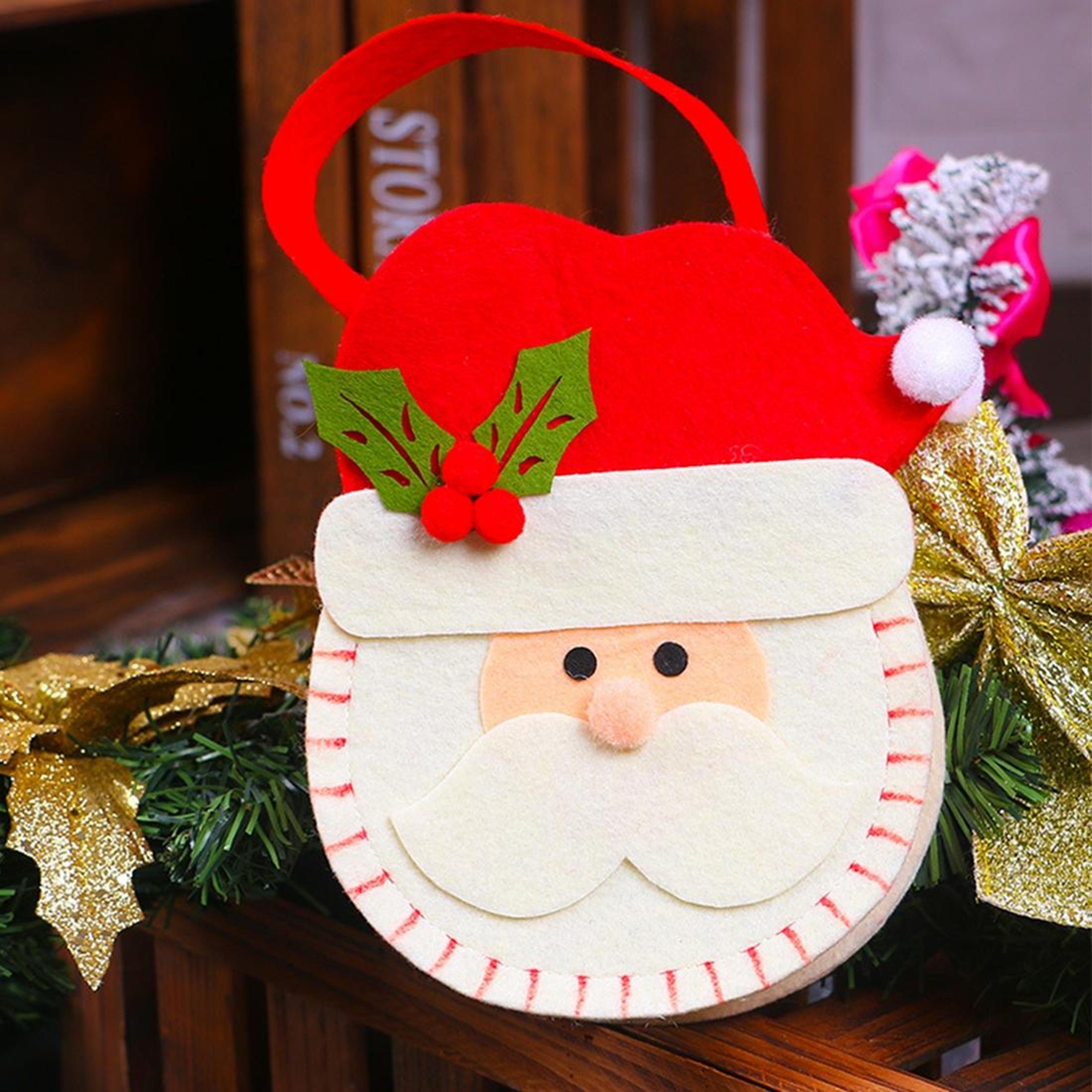 santa christmas gift bag reusable non-woven holiday treat & present tote