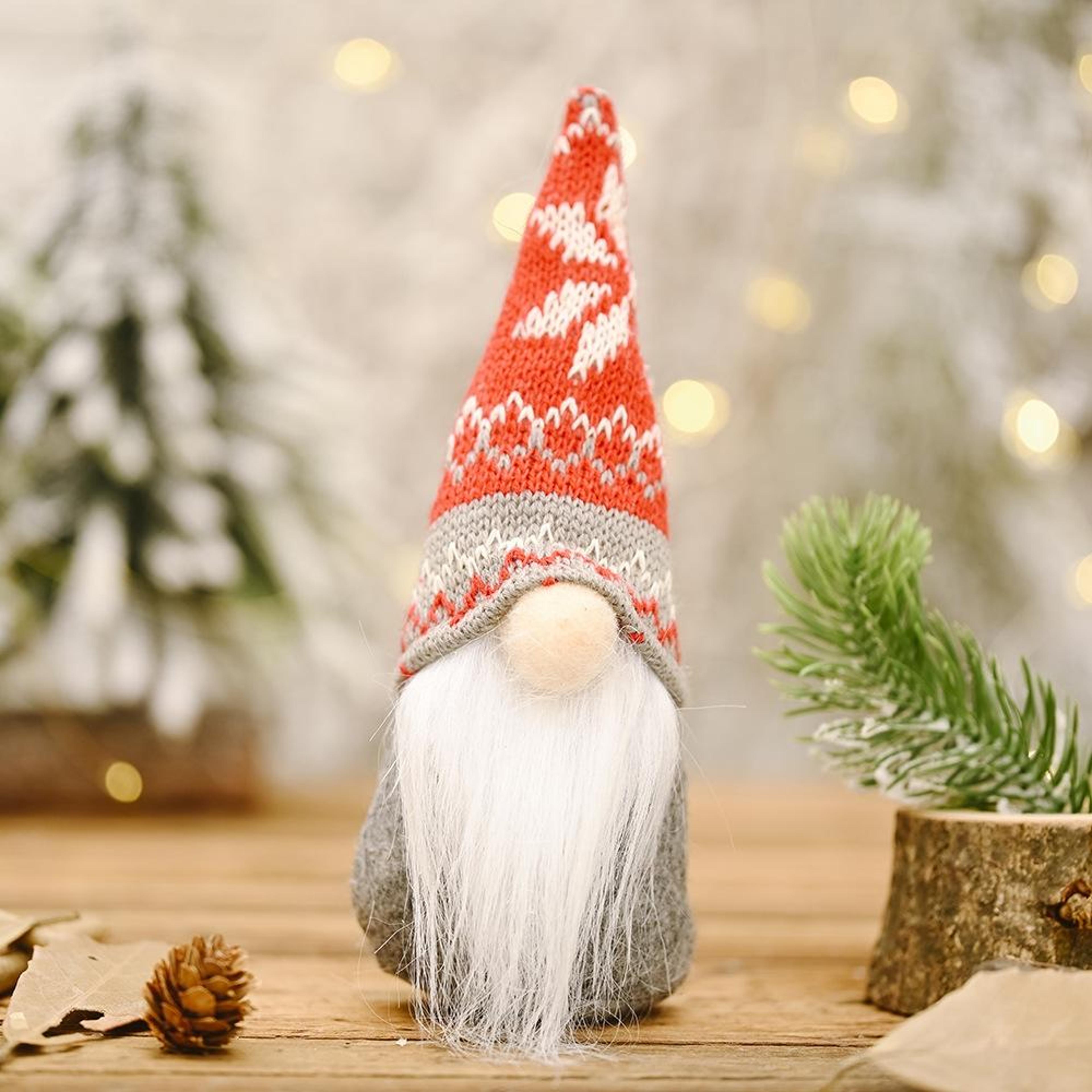 snowflake knitted christmas gnome doll ornament for holiday home decor