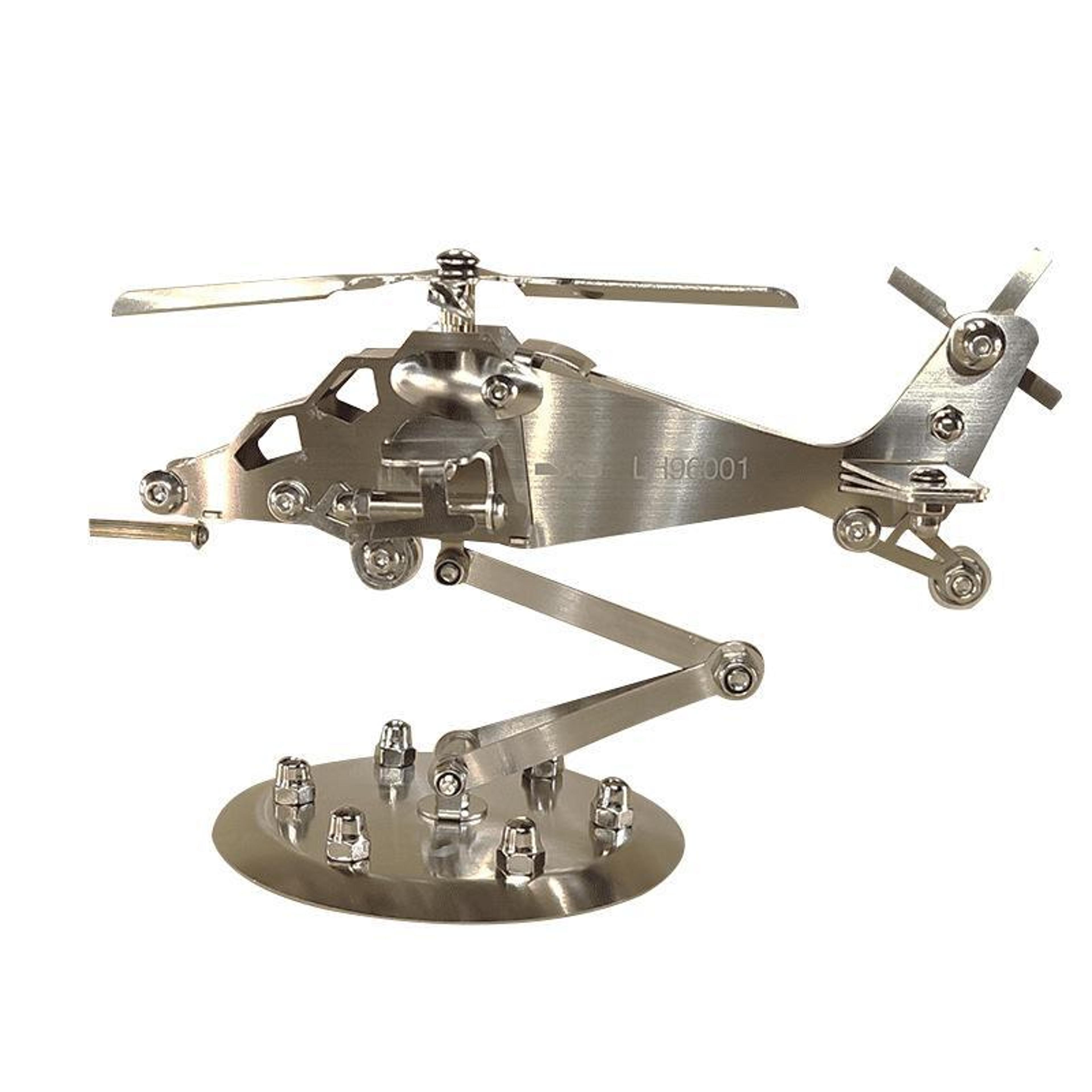 stainless steel helicopter model desk decor for office, car & aviation enthusiasts