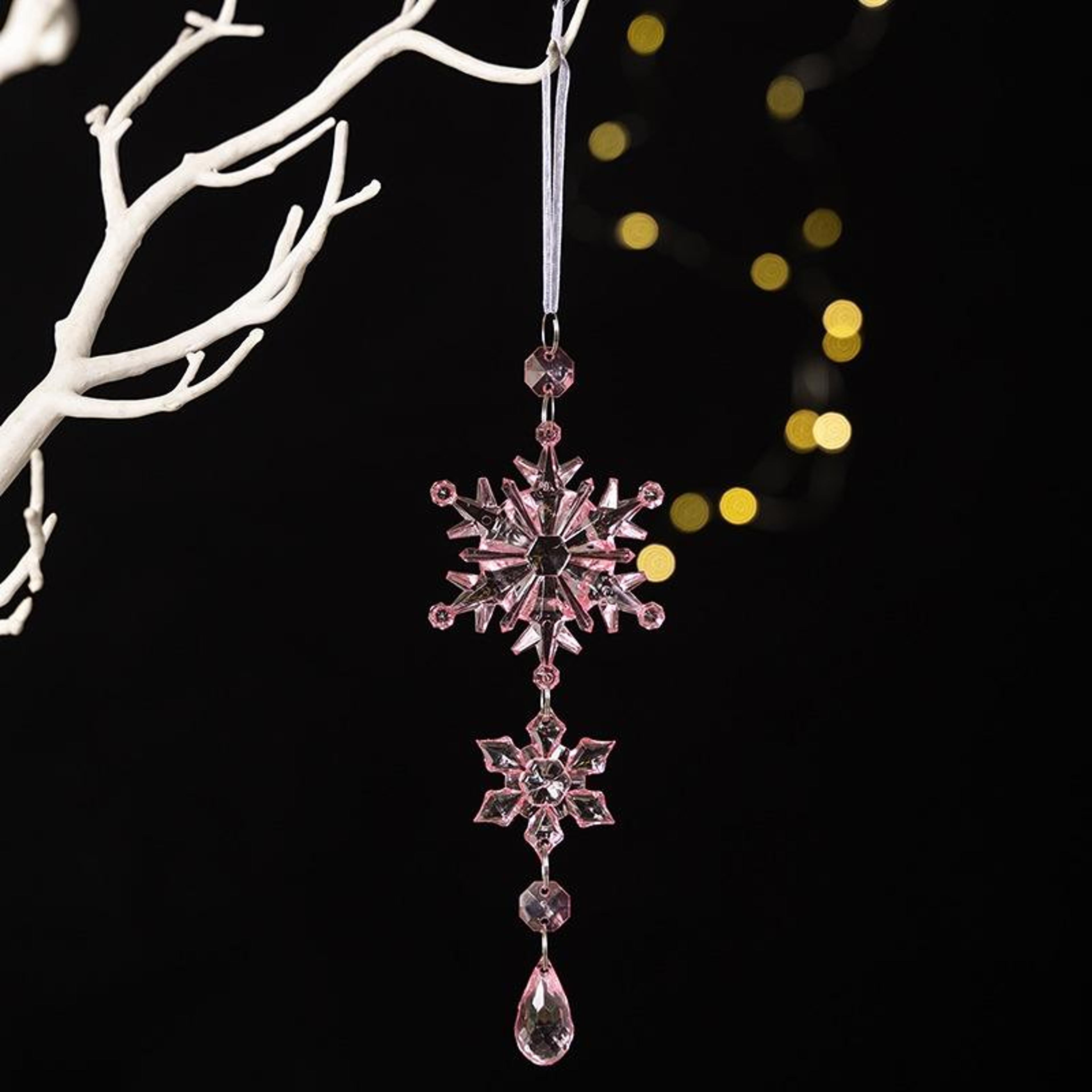 double layer acrylic snowflake ice cream christmas tree hanging ornament