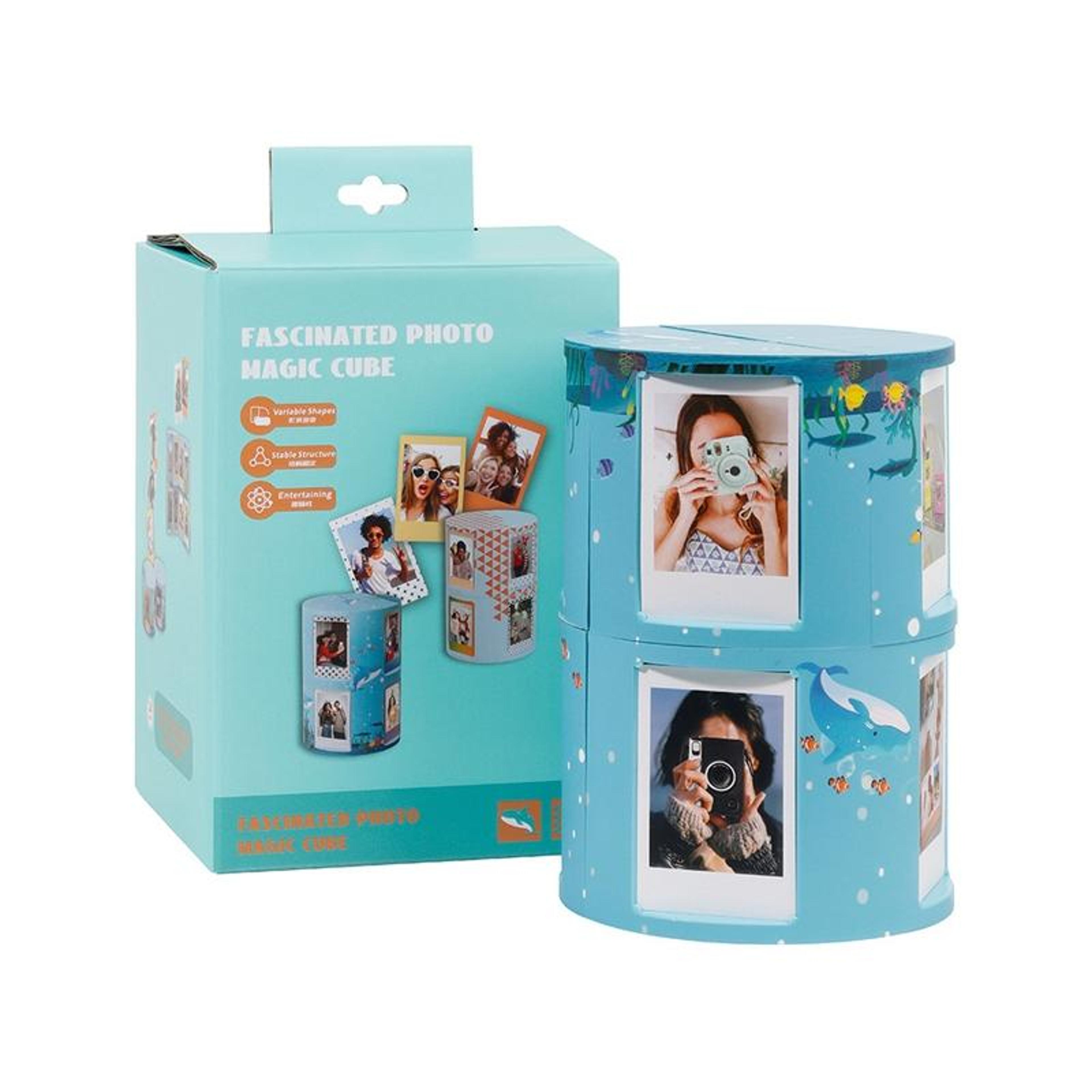 underwater world transformable photo cube frame & memory display stand