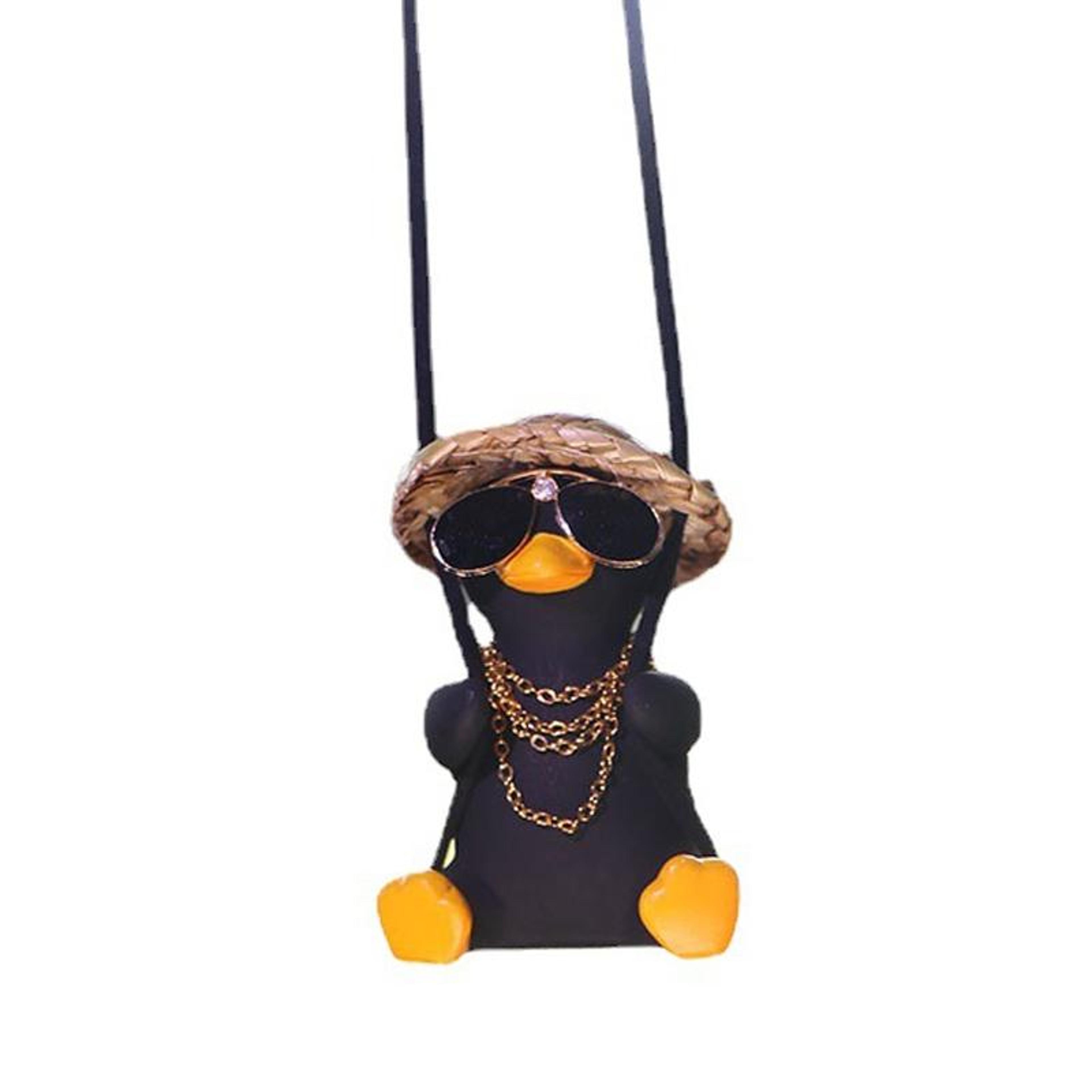 cute swing duck car hanging ornament & aromatherapy diffuser pendant black
