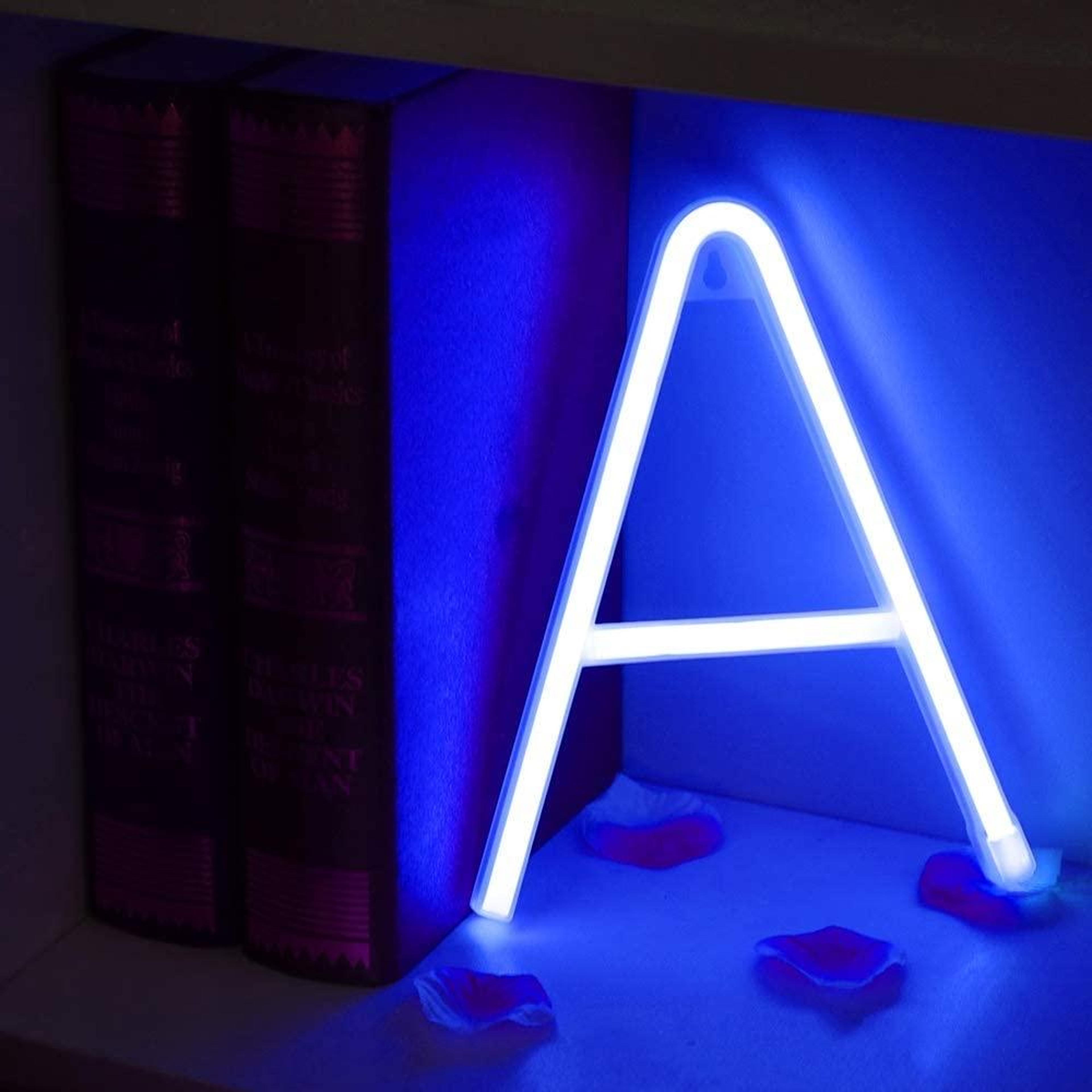 blue neon letter a light sign usb & battery powered decorative wall lamp