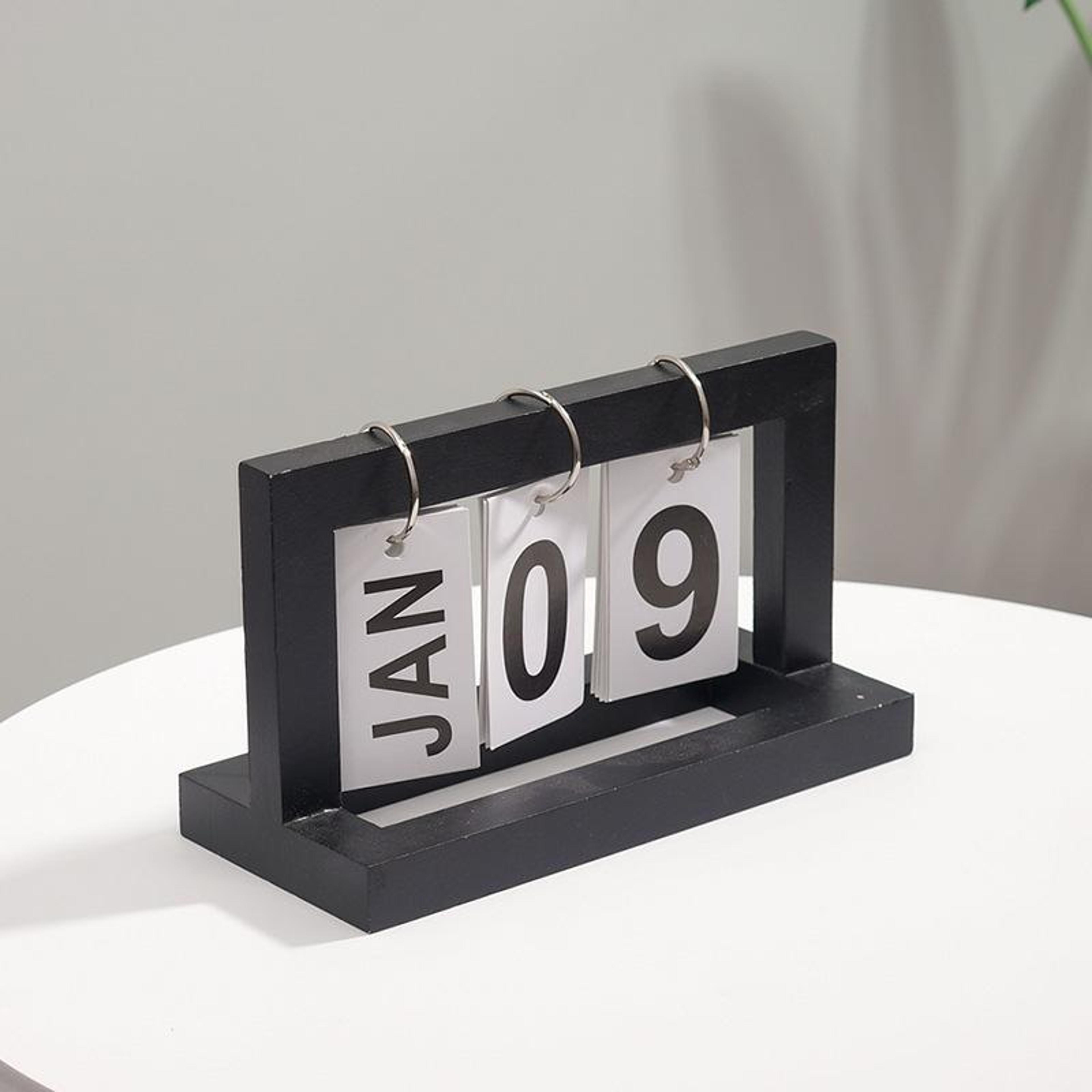 rustic wooden flip calendar desk decor for home office and study table