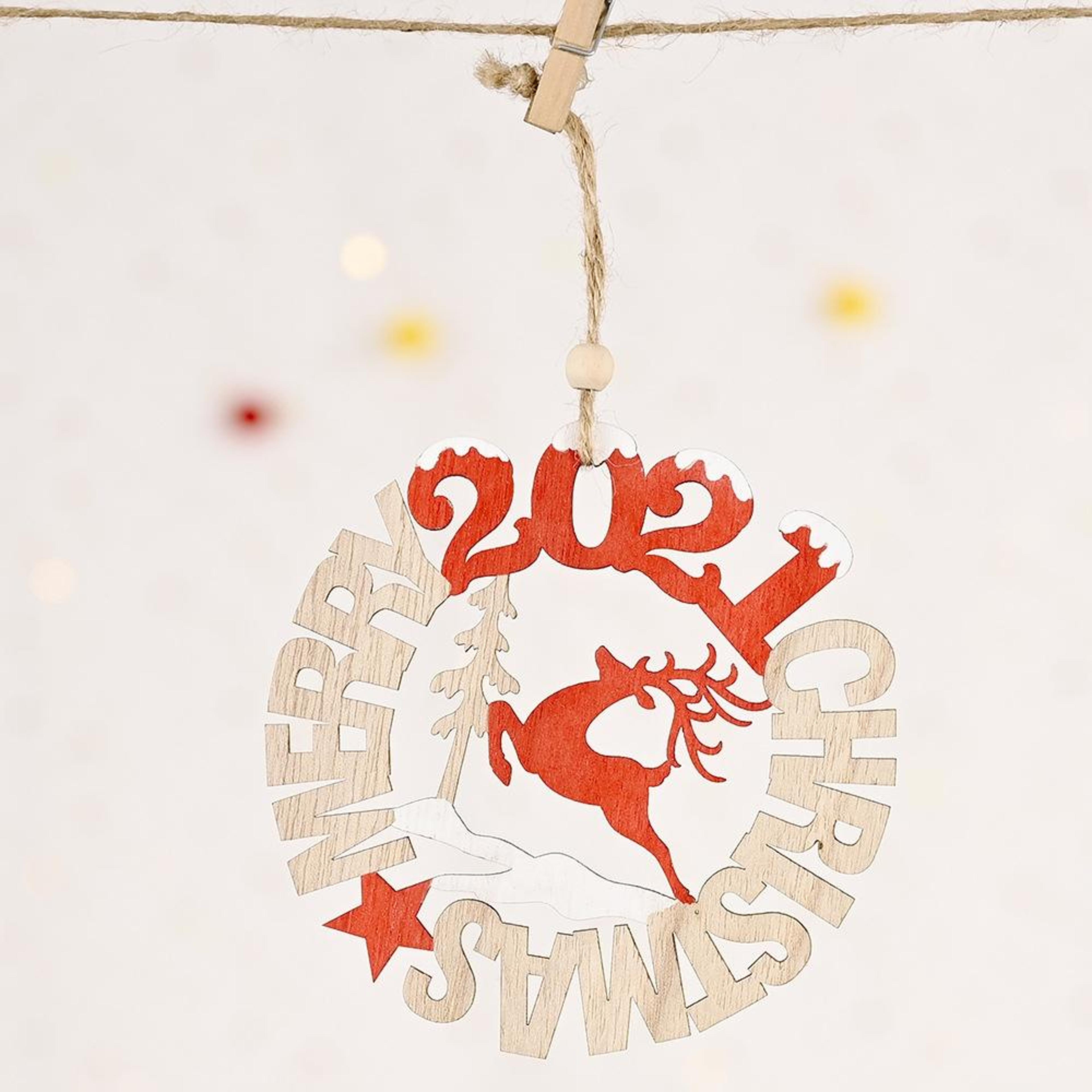 rustic wooden christmas letter ornament hanging decoration for tree, door & holiday display