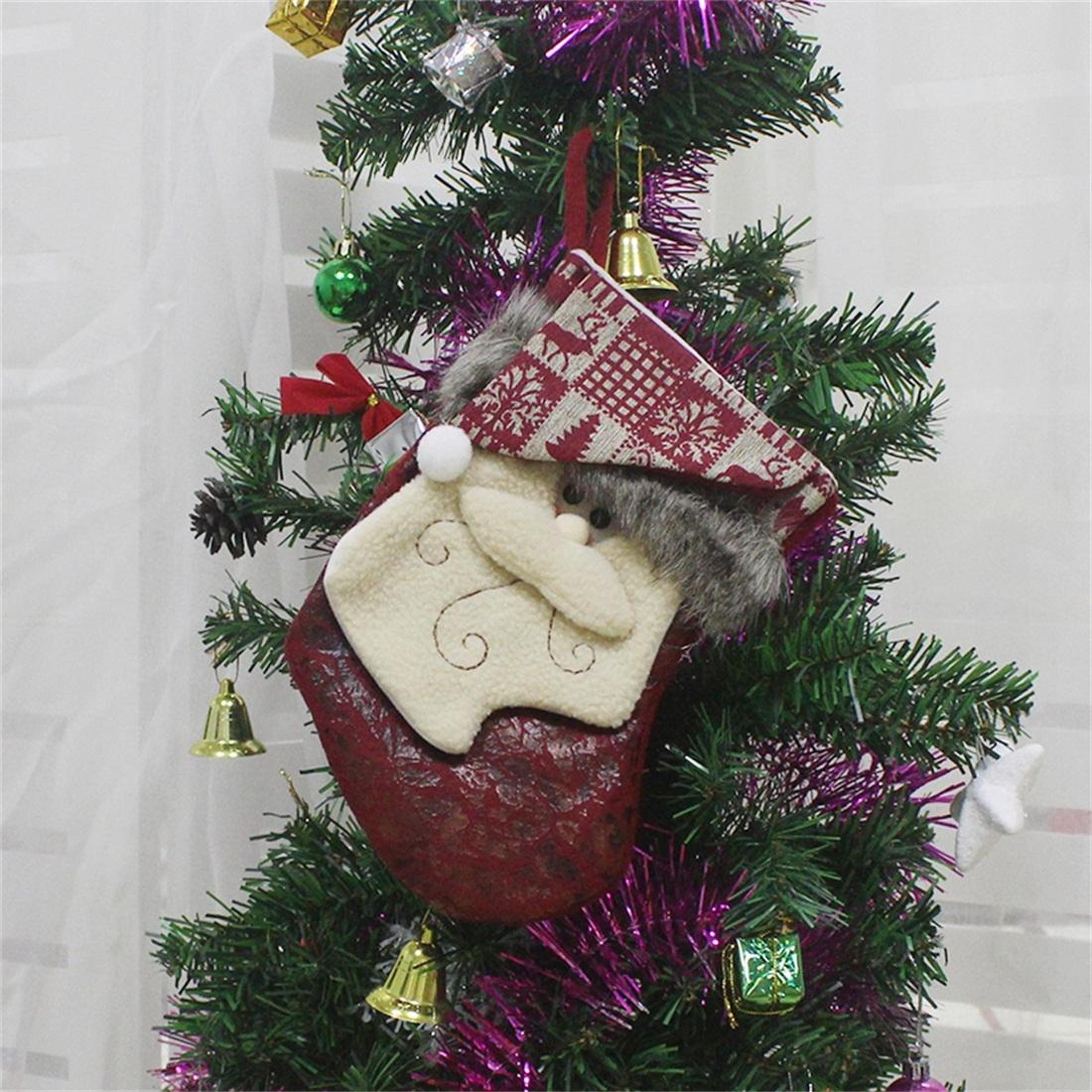 luxury santa christmas stocking gift bag hanging tree ornament decor