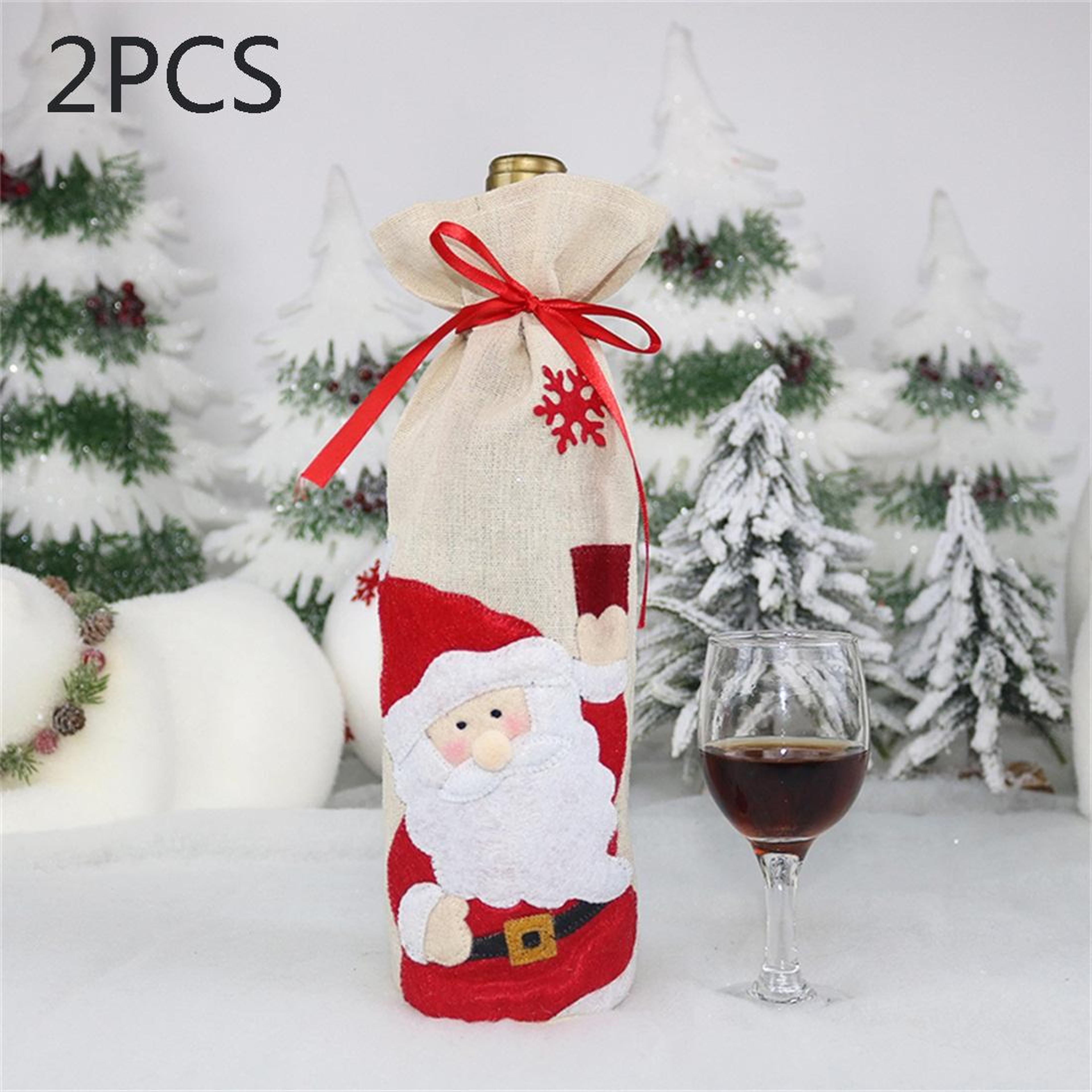 santa claus wine bottle cover bag for christmas table decor and holiday gift presentation