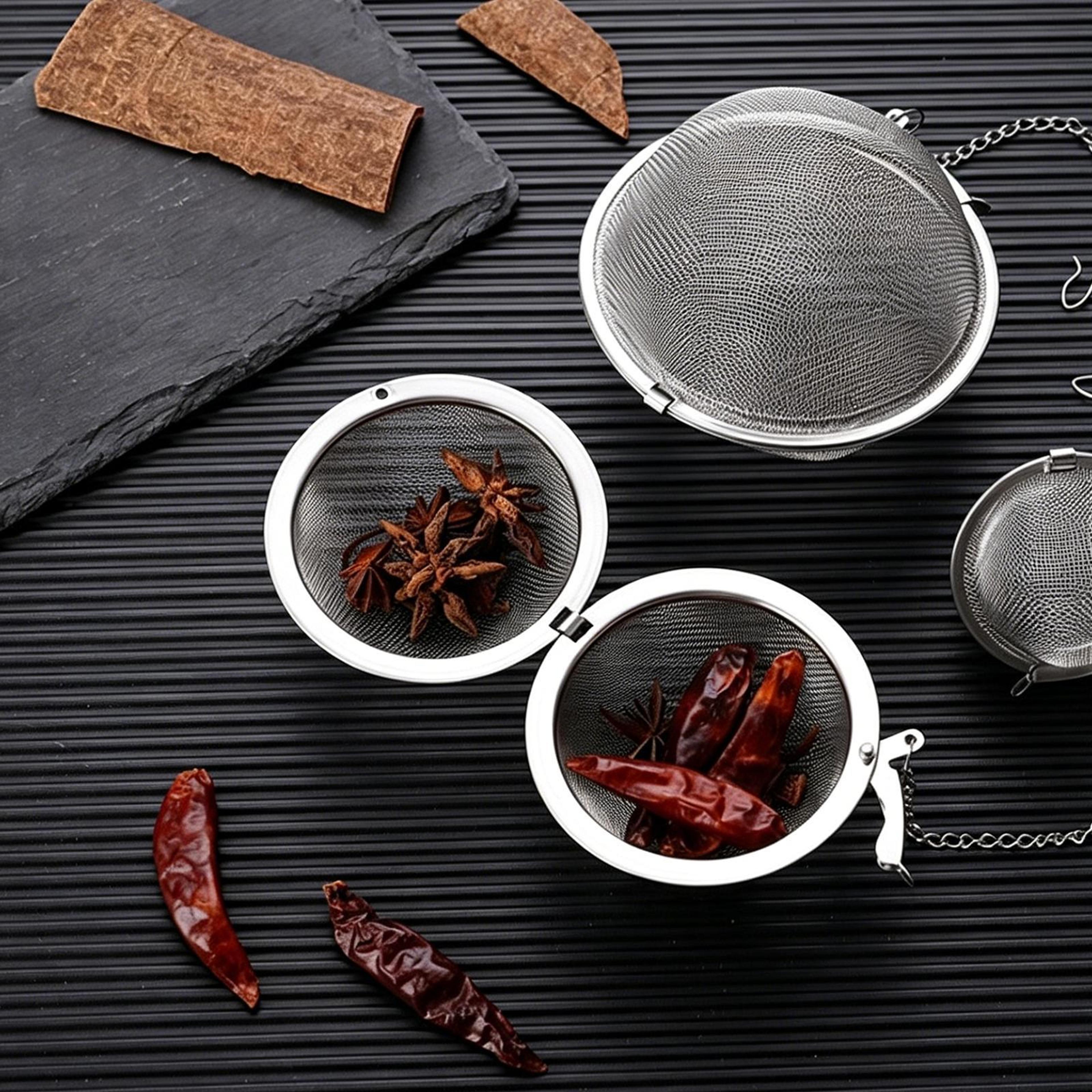 stainless steel tea infuser ball spice & herb tea strainer with hanging chain