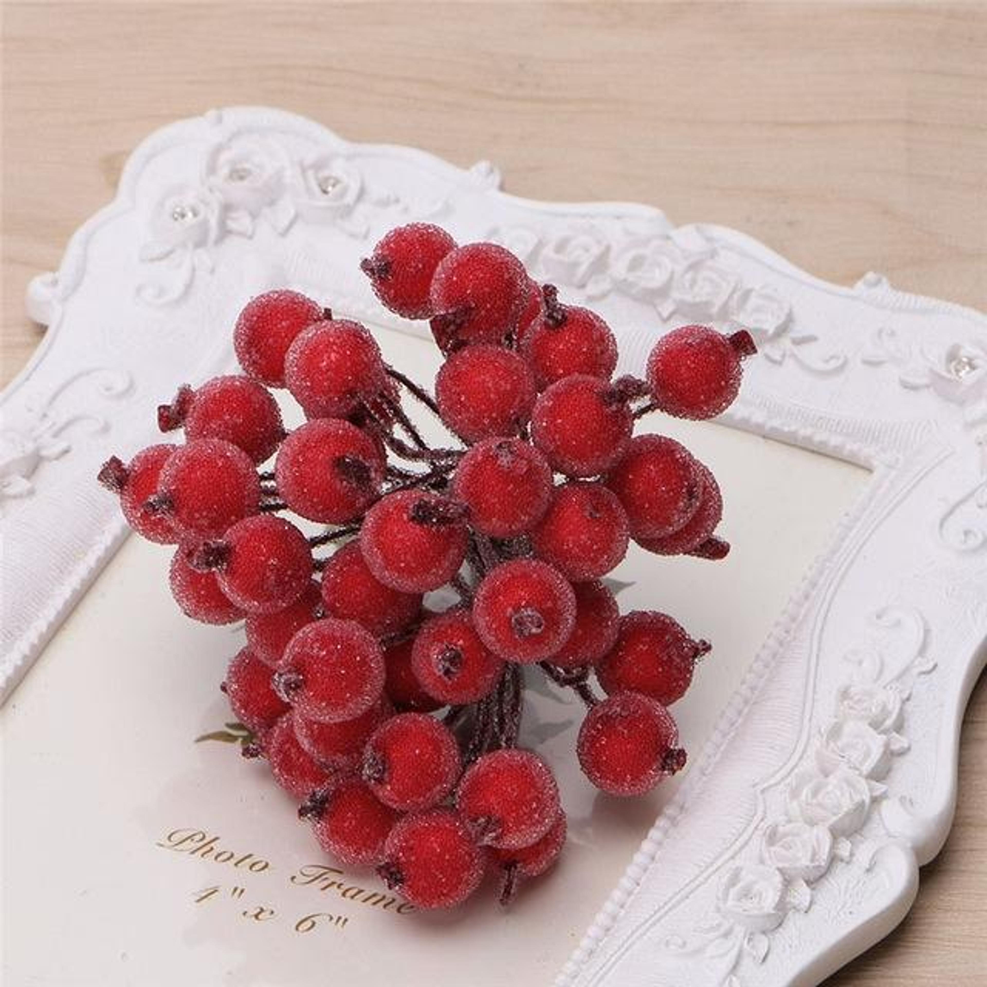 frosted artificial red berry picks for christmas tree diy floral arrangements