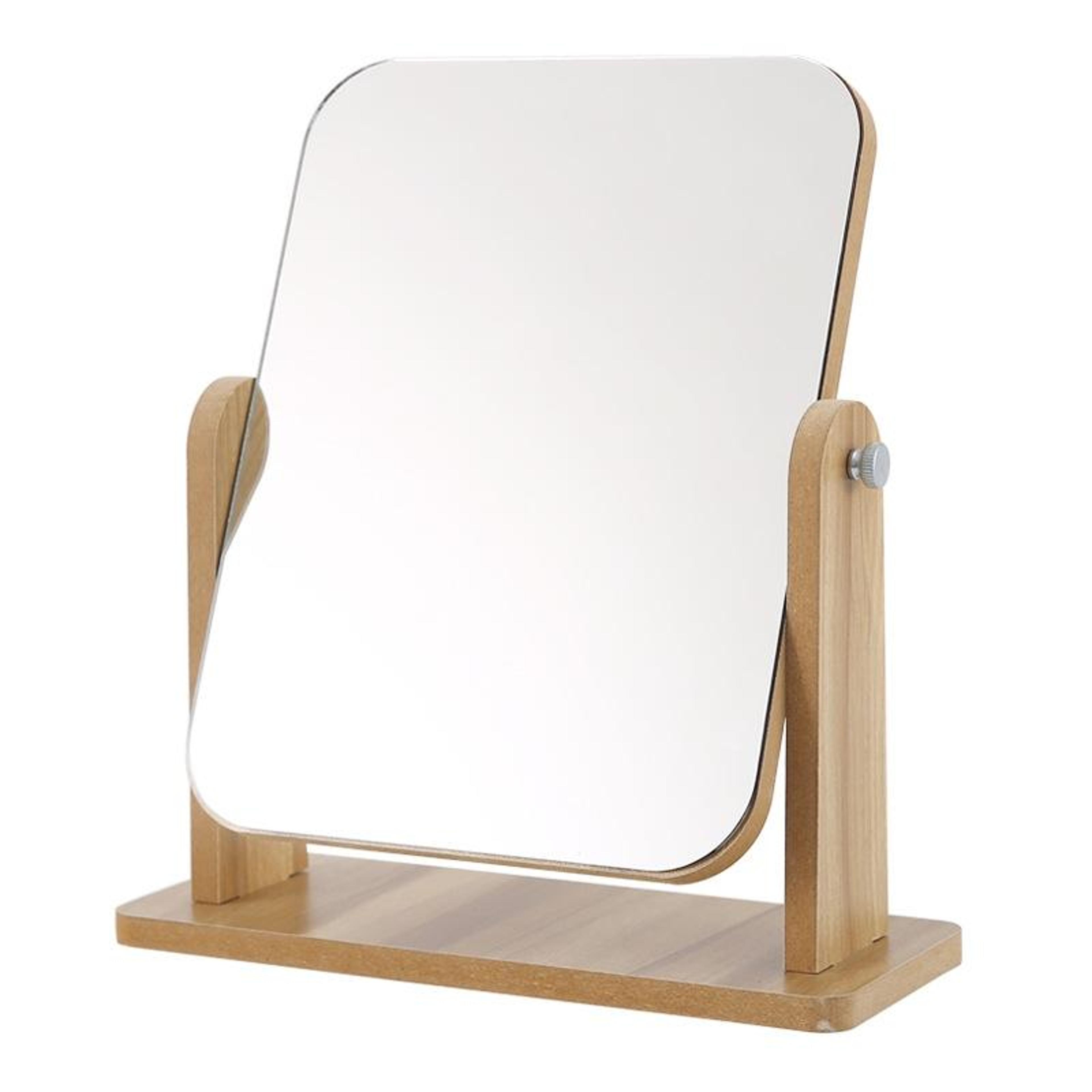 large wooden makeup mirror with rotating hd vanity mirror for desktop dressing table