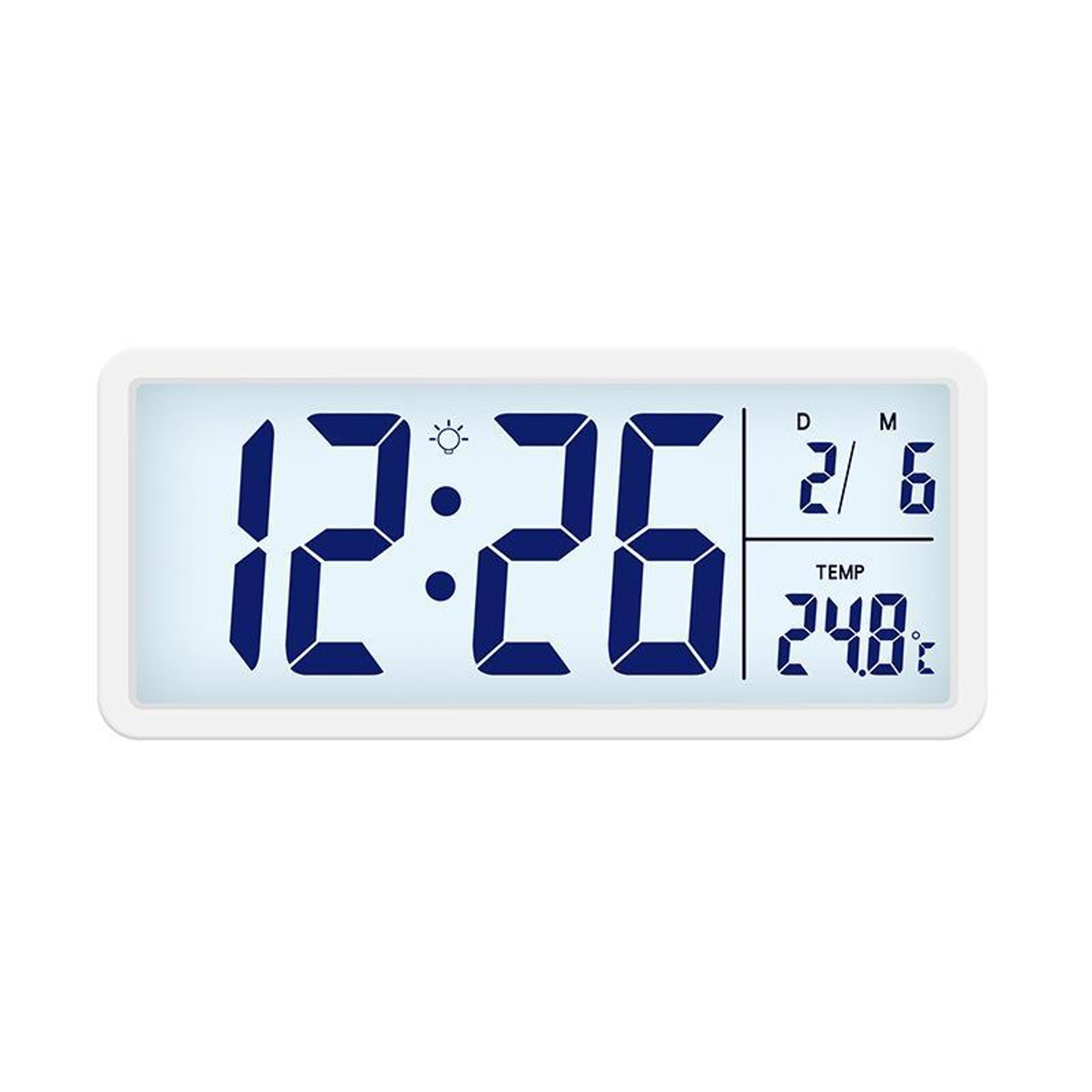 digital wall clock with indoor thermometer & backlight lcd display for desk or wall
