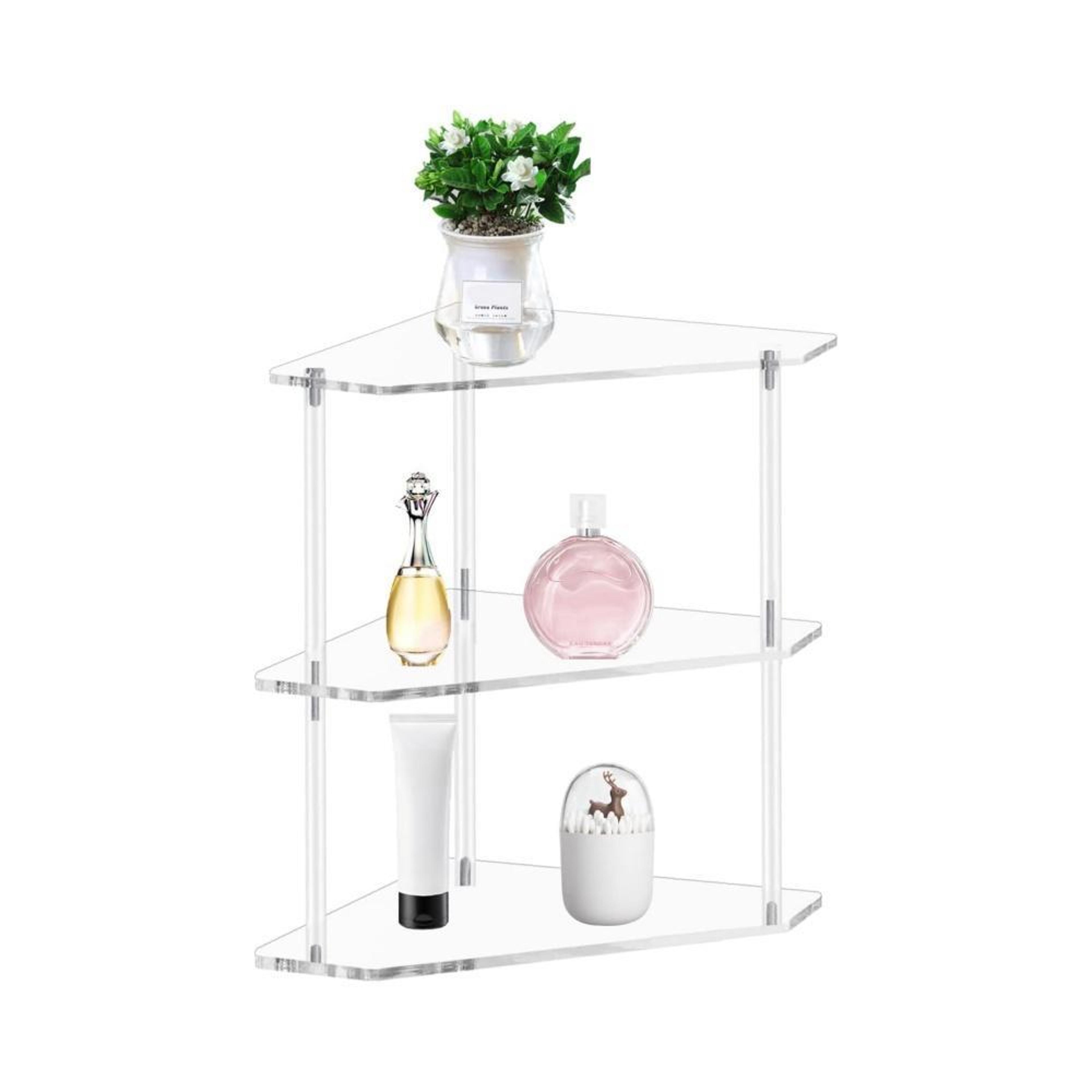 crystalclear acrylic corner shelf 3 tier corner storage table for living room, bedroom & office